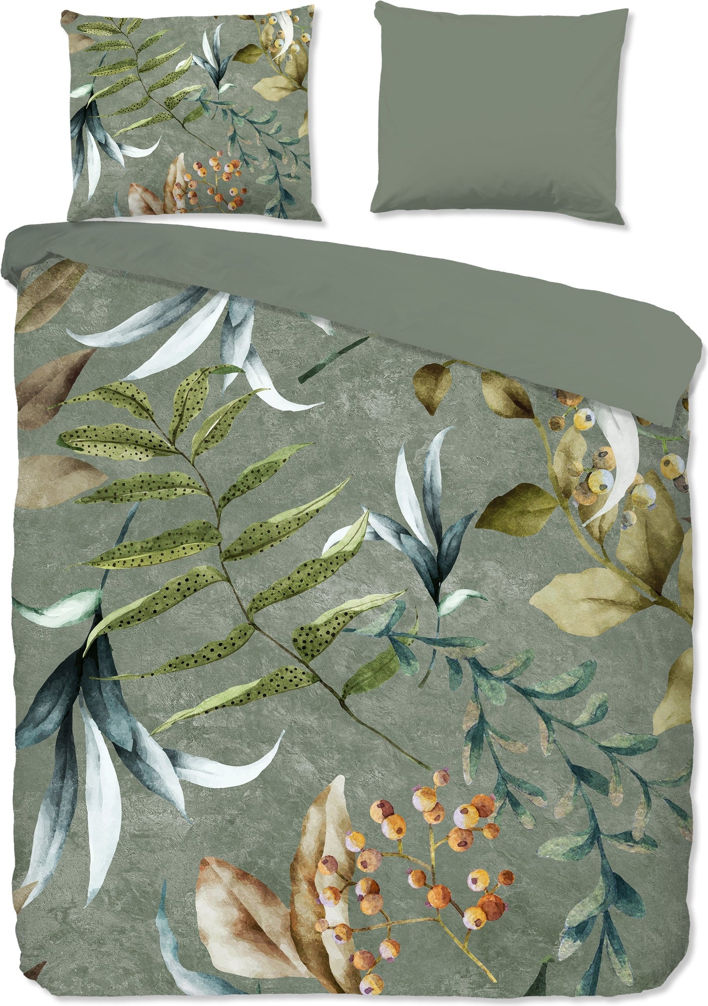 Good Morning Dekbedovertrek Katoen Janika - Olive Green