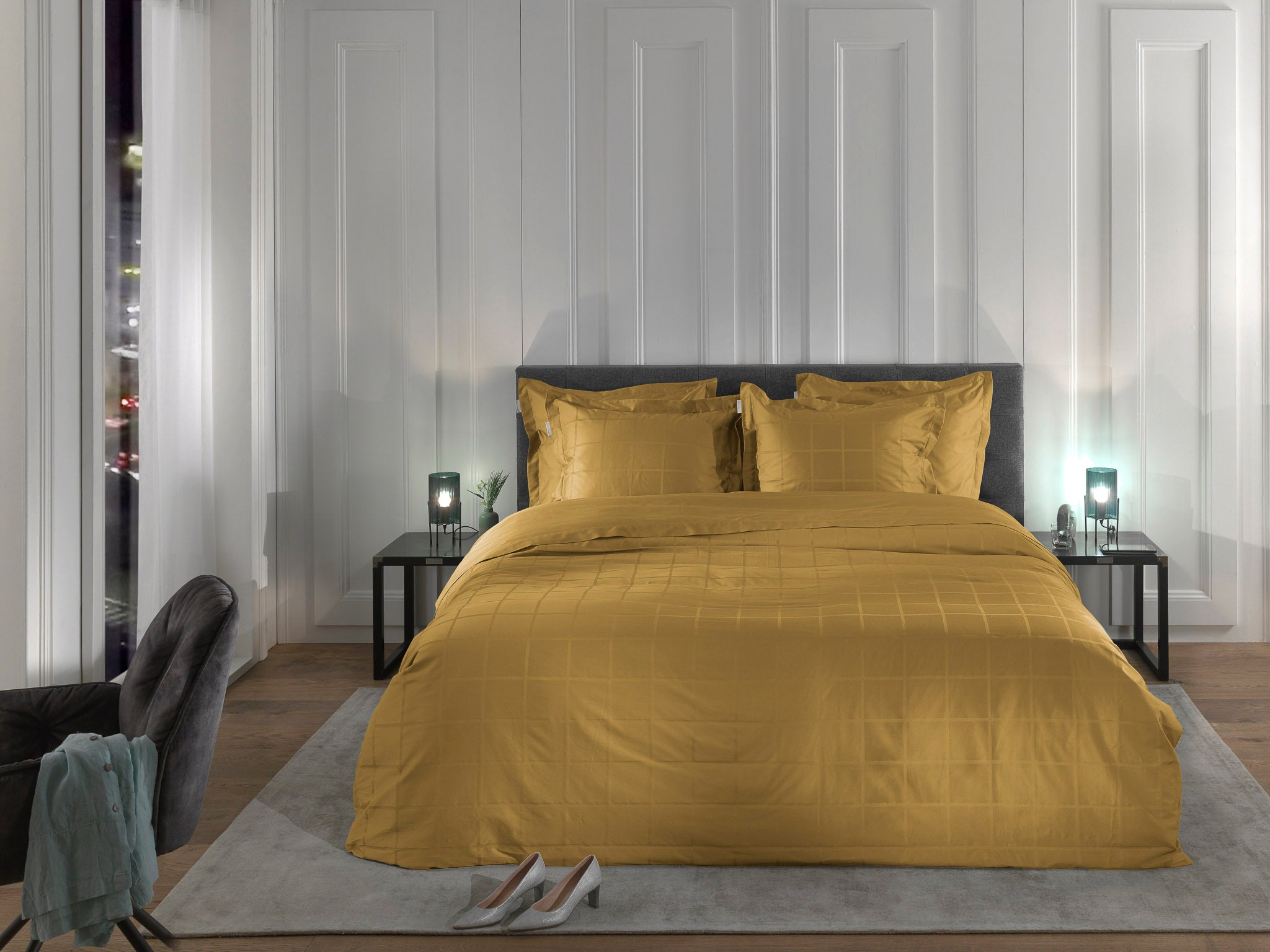 Heckettlane dekbedovertrek Diamante Amber Gold katoen-satijn