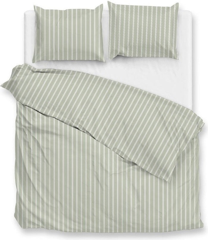 Zo Home Dekbedovertrek Percale Righe di Percalle Smokey Green