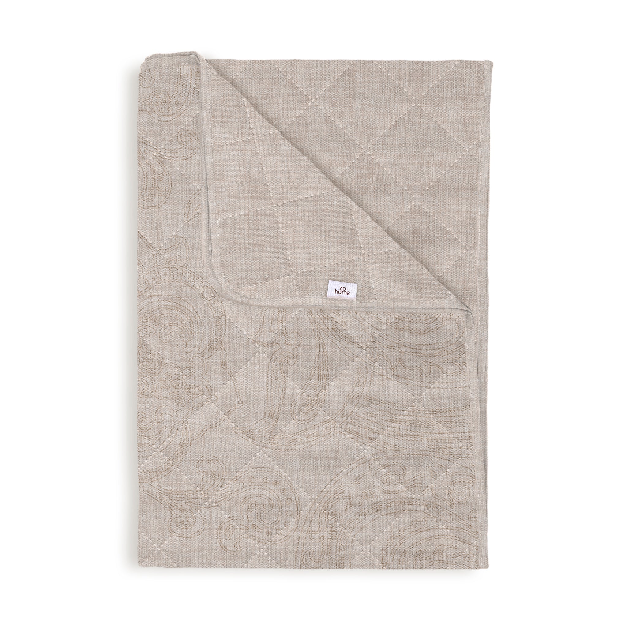 Zo Home bedsprei Paisley di Lino Sandy Beige polyester