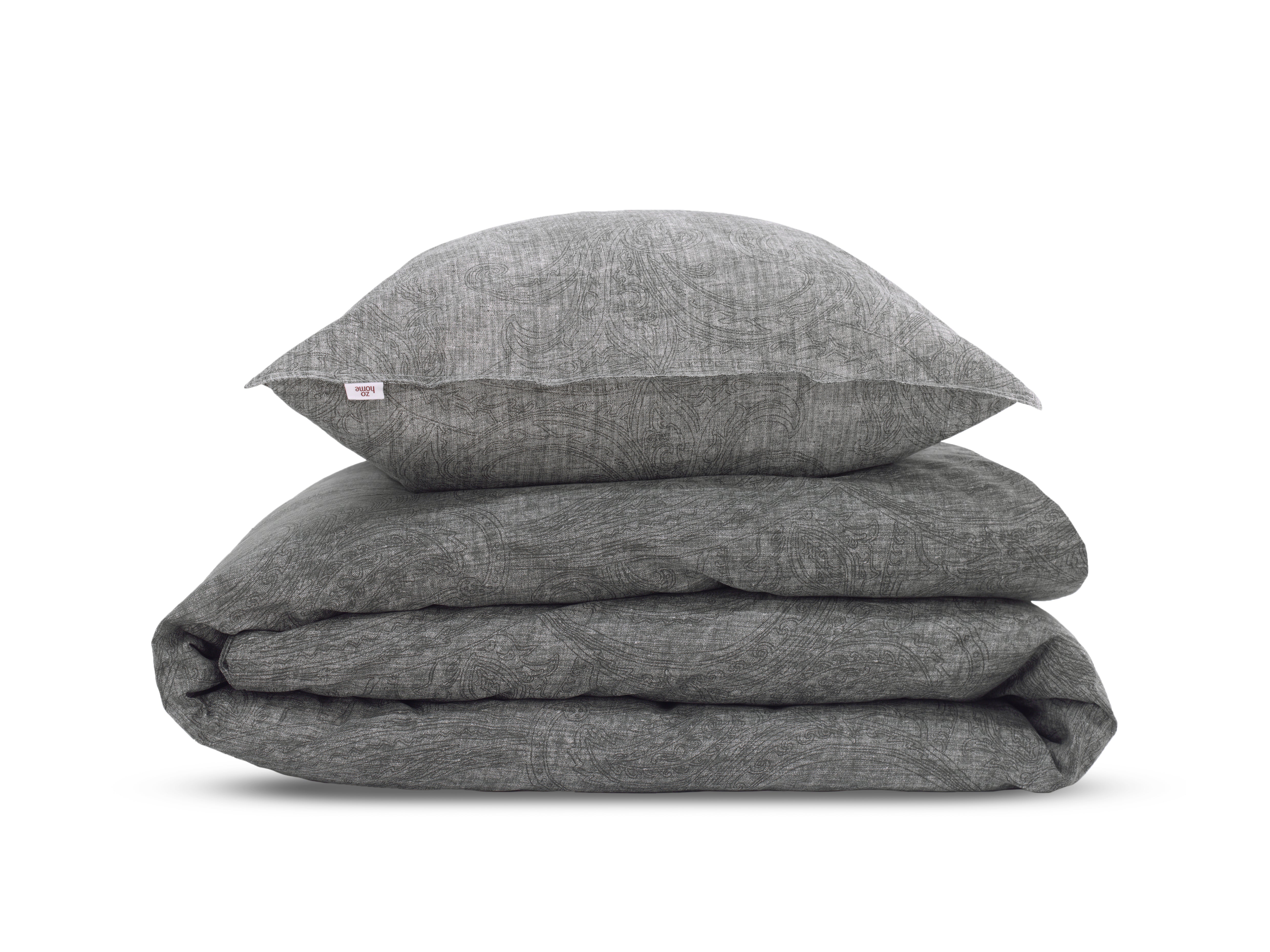 Zo Home dekbedovertrek Paisley Di Lino Dark Grey katoen
