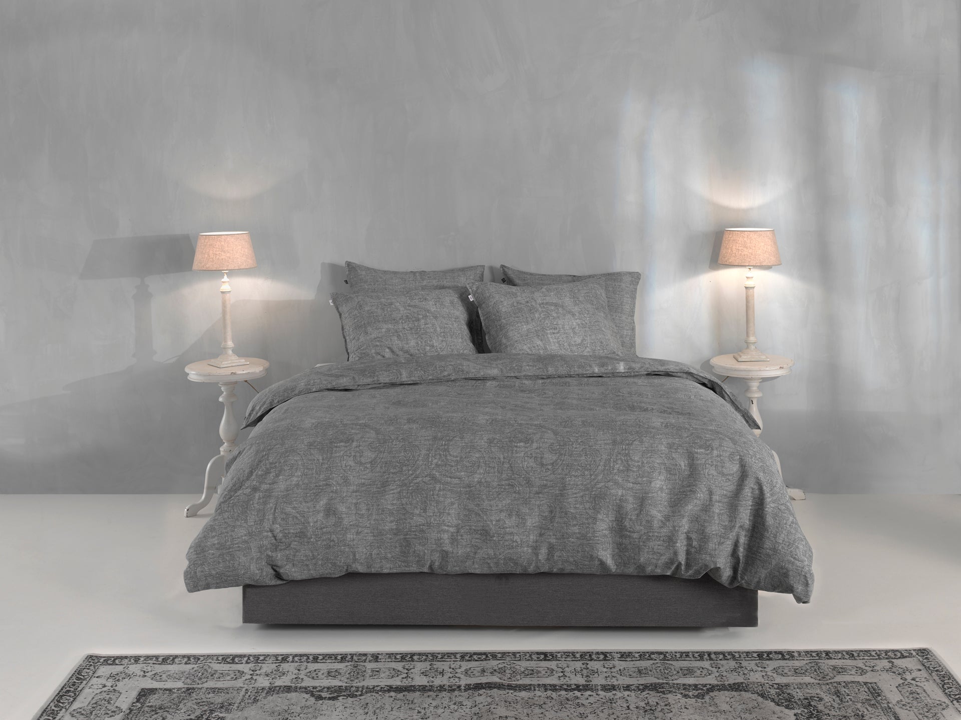 Zo Home dekbedovertrek Paisley Di Lino Dark Grey katoen