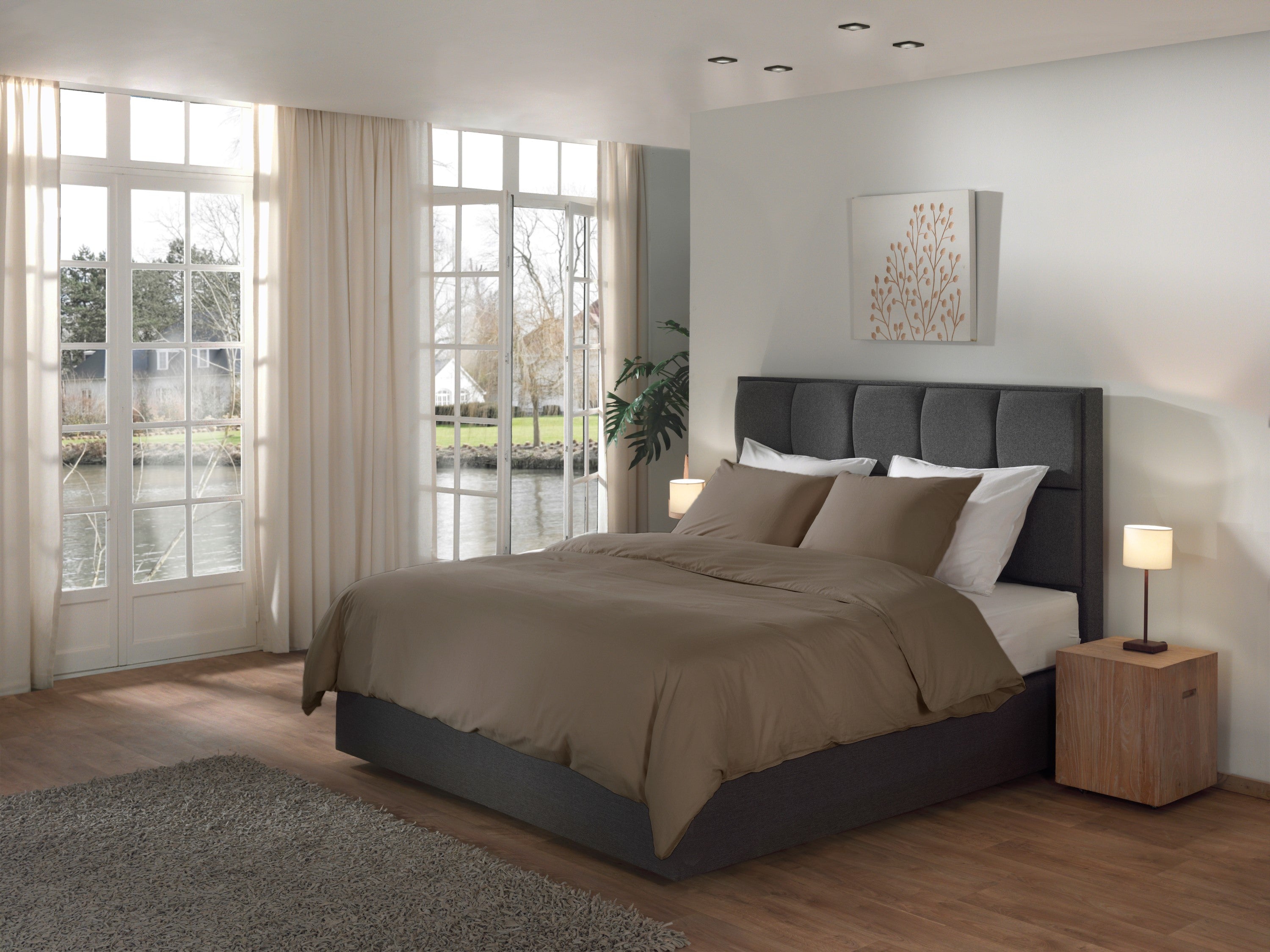 Yellow dekbedovertrek Suite Nairobi Plaza taupe gewassen katoen