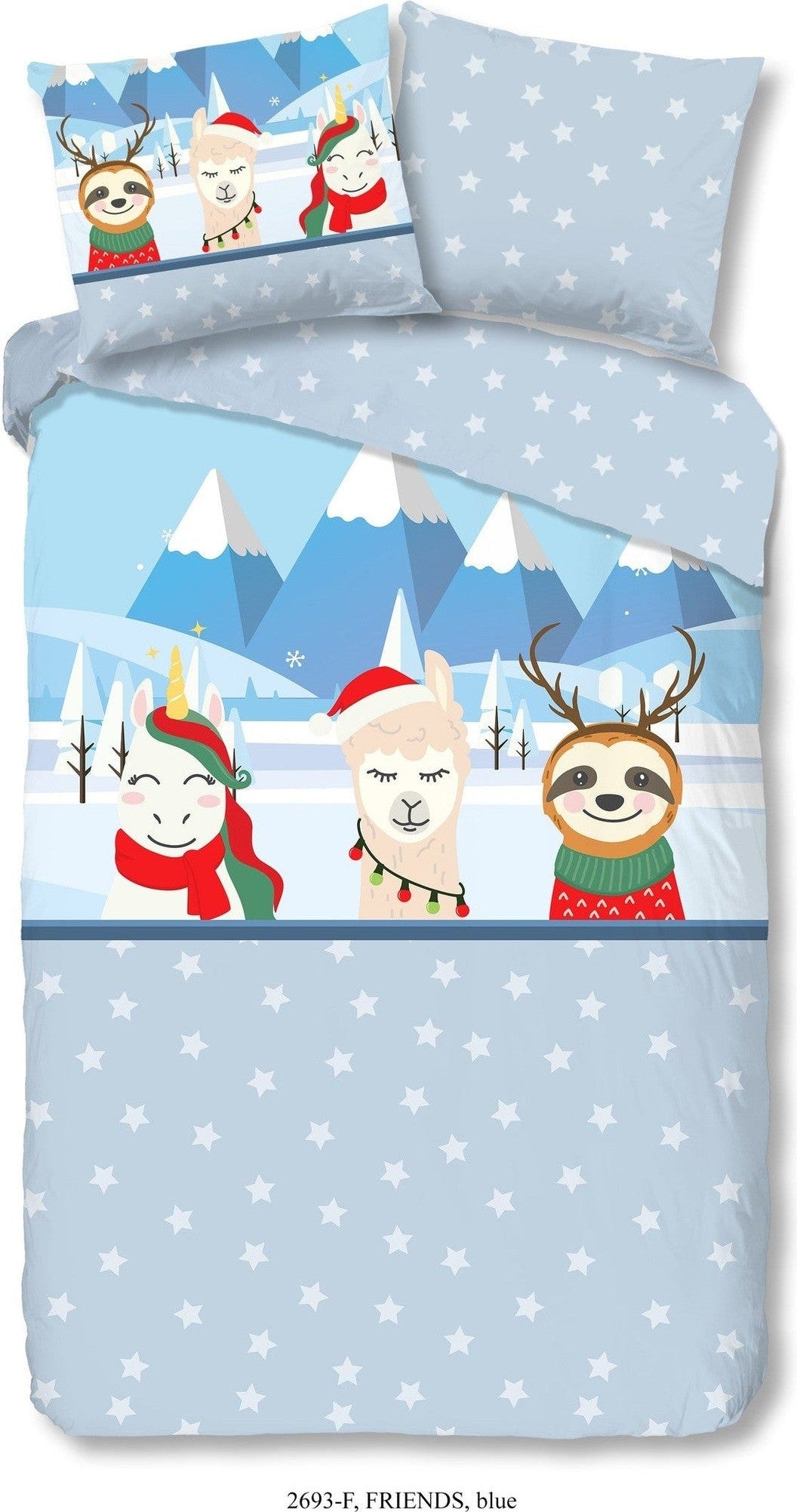 Good Morning Dekbedovertrek Flanel Friends Blauw