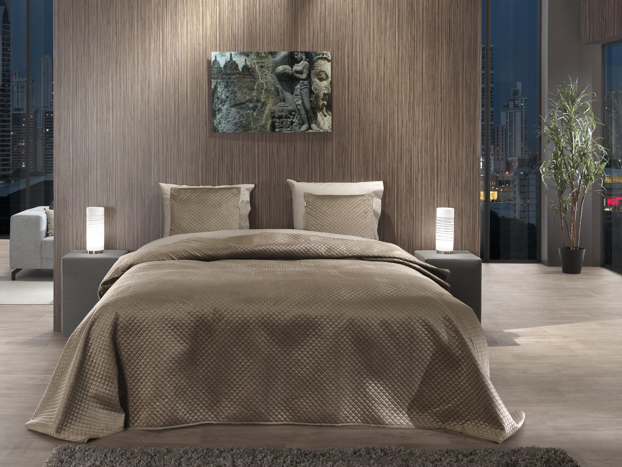Yellow bedsprei Victoria Taupe polyester