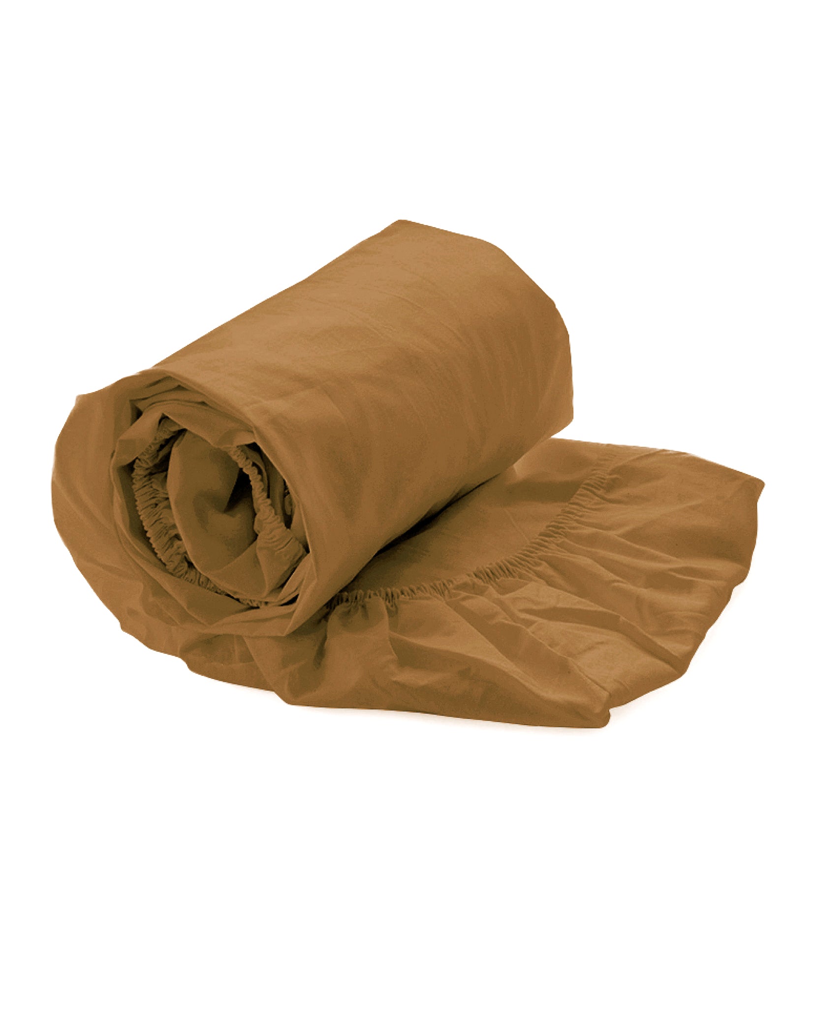 Yellow hoeslaken Percale Cognac Brown katoen percale