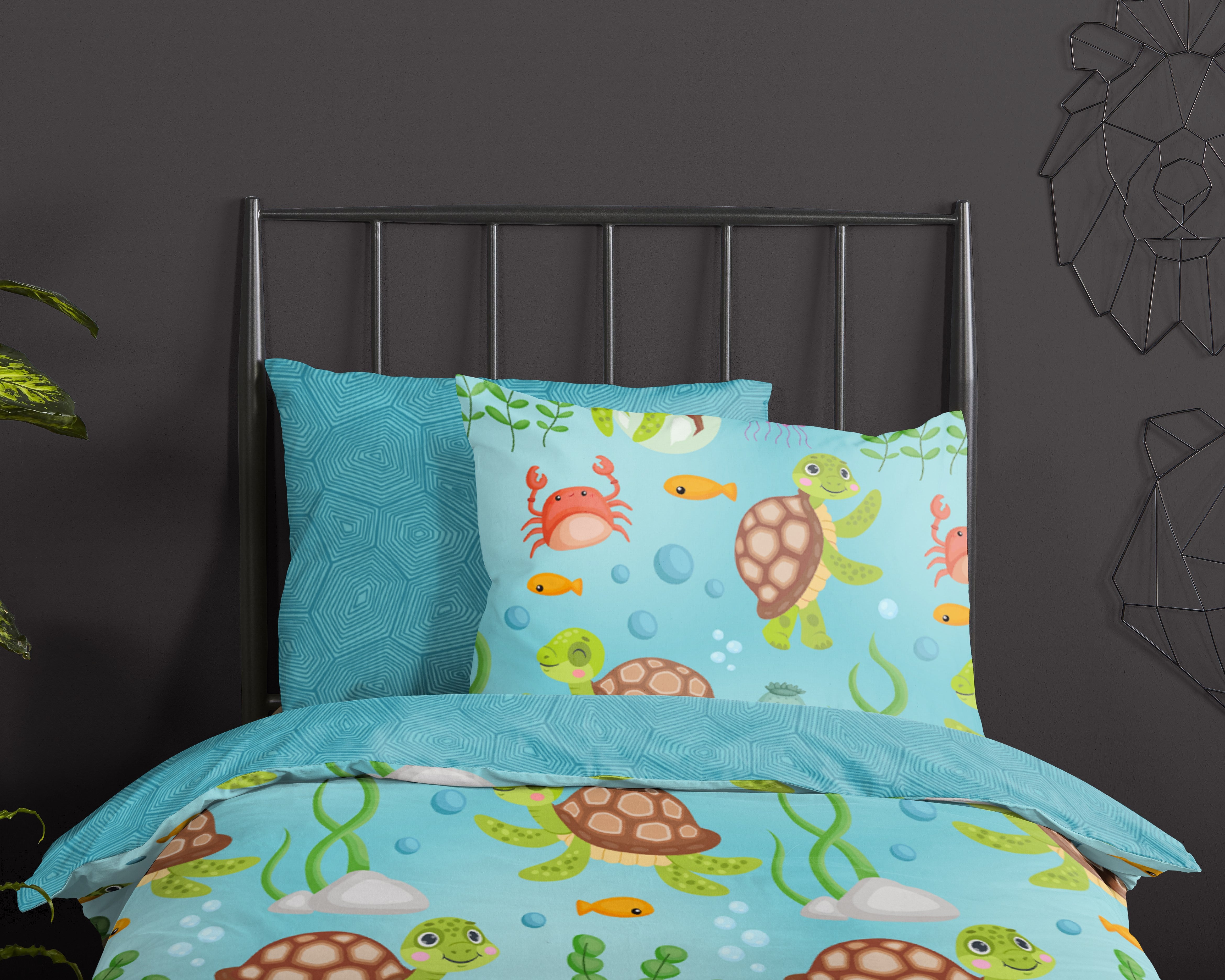 Good Morning Dekbedovertrek Katoen Turtles Blauw