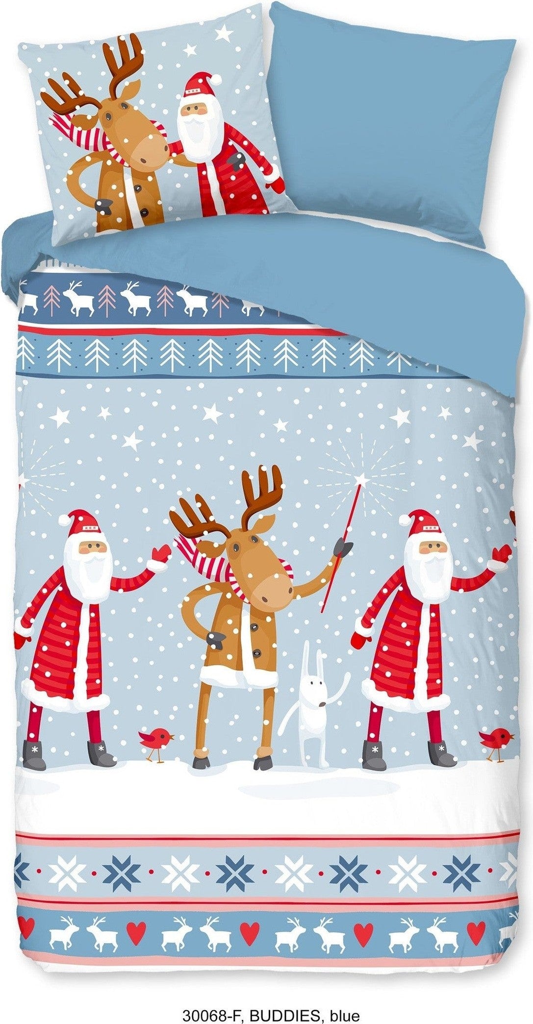 Good Morning Dekbedovertrek Flanel Buddies Blauw