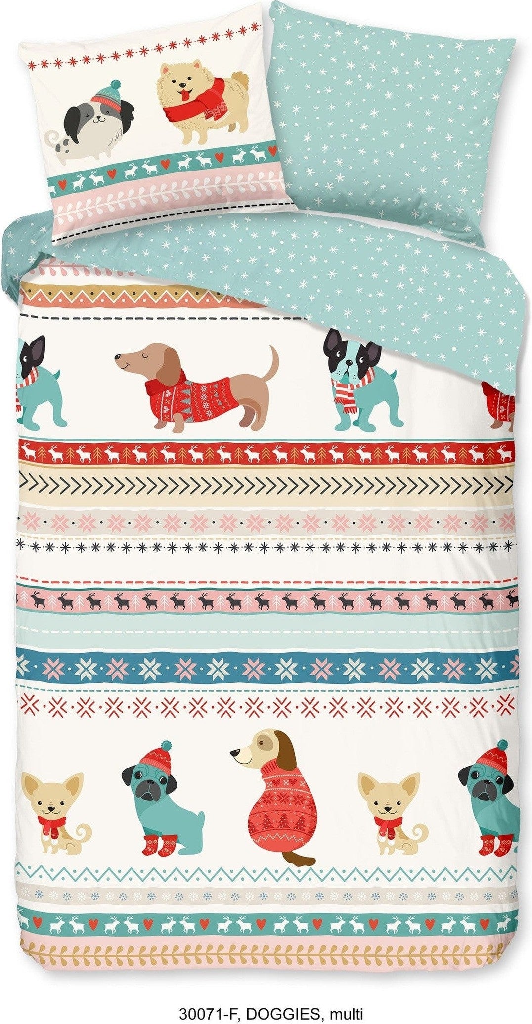 Good Morning Dekbedovertrek Flanel Doggies Multi