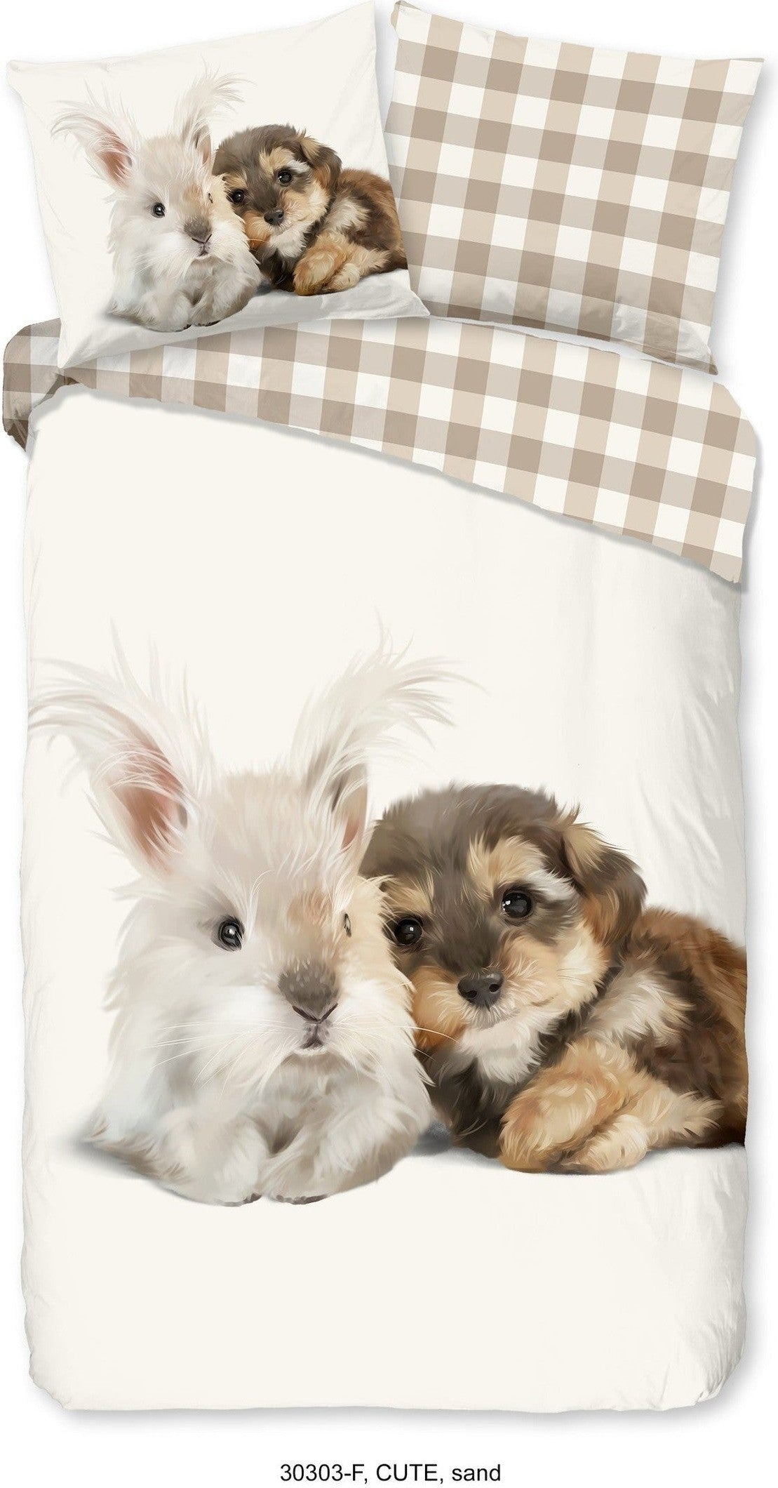 Good Morning Dekbedovertrek Flanel Cute Zand