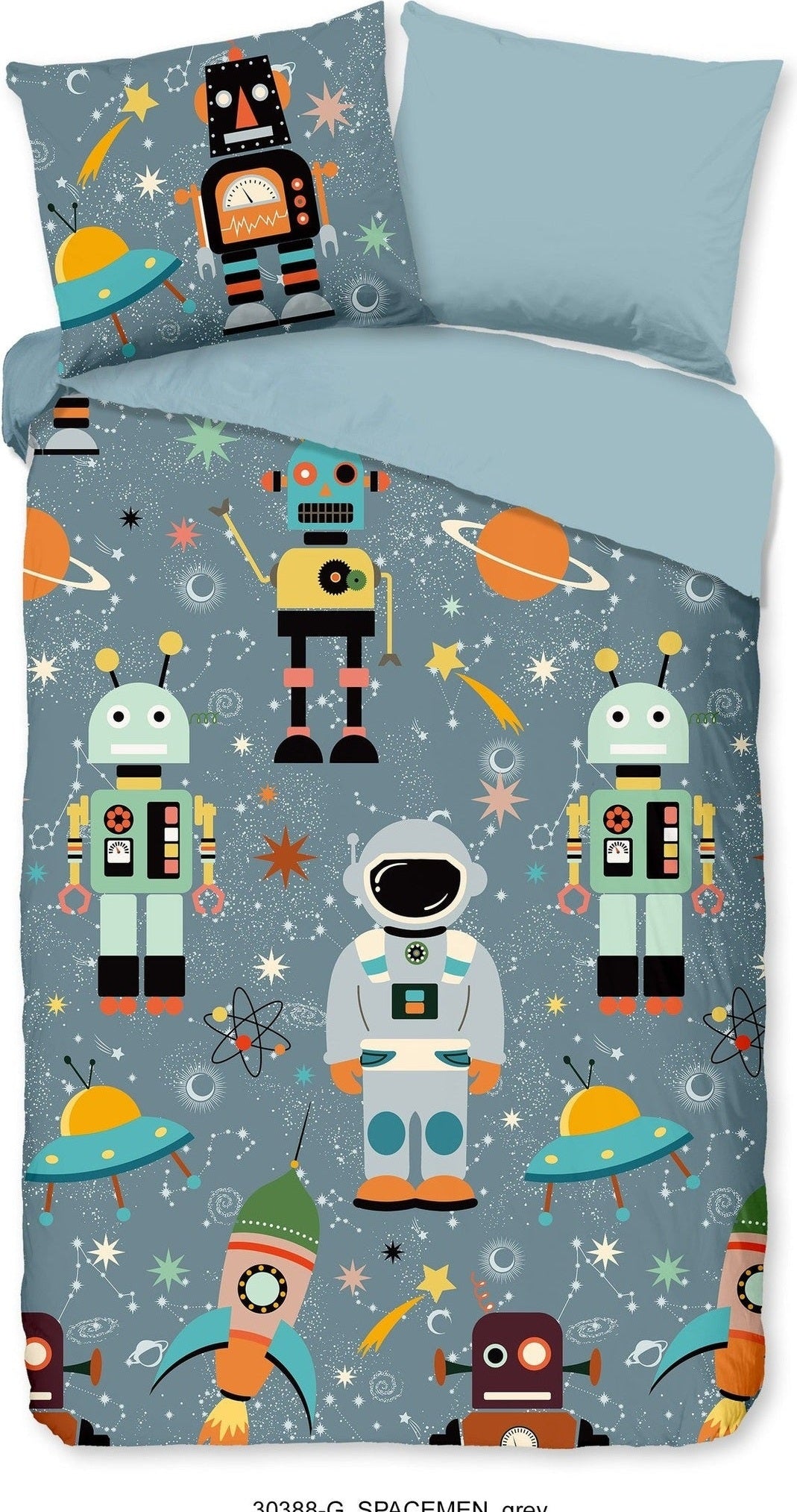 Good Morning Dekbedovertrek Katoen Spacemen Grijs