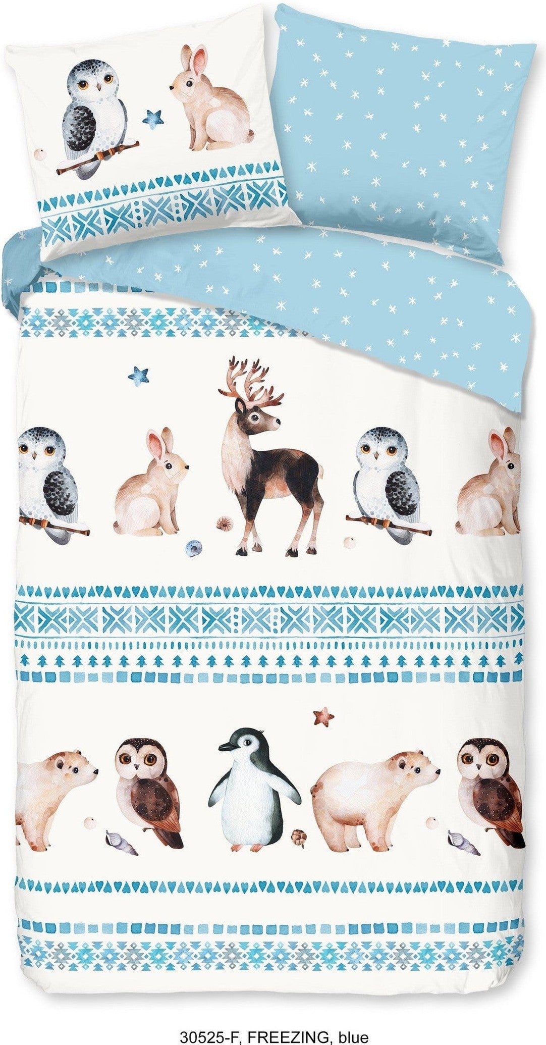 Good Morning Dekbedovertrek Flanel Freezing Blauw