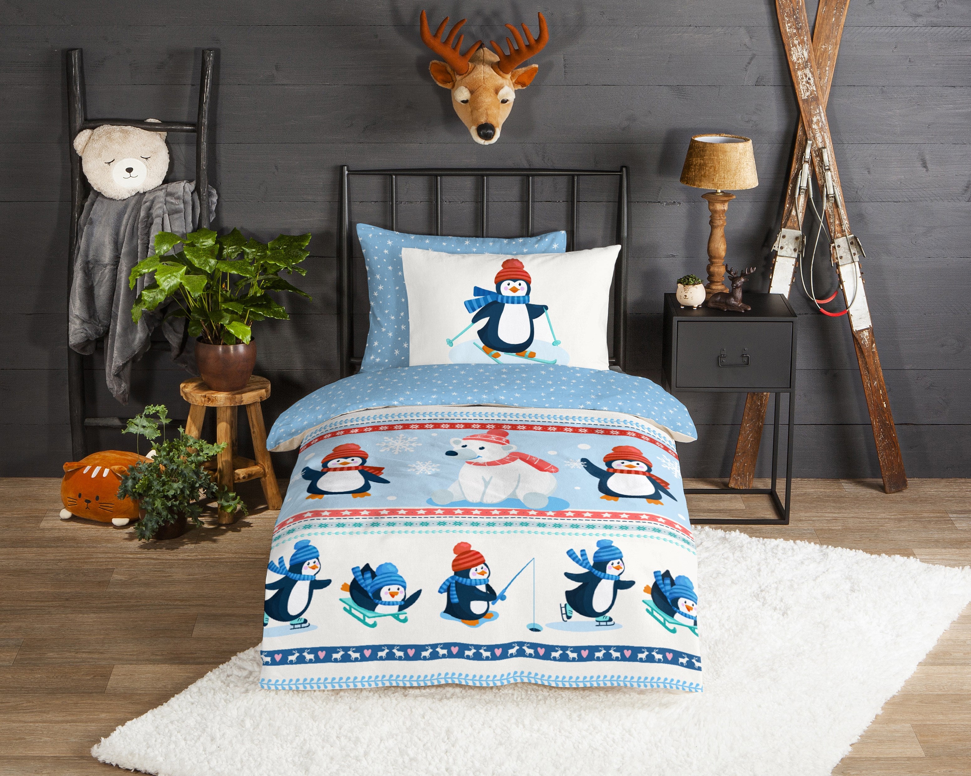 Good Morning Dekbedovertrek Flanel Penguins Multi