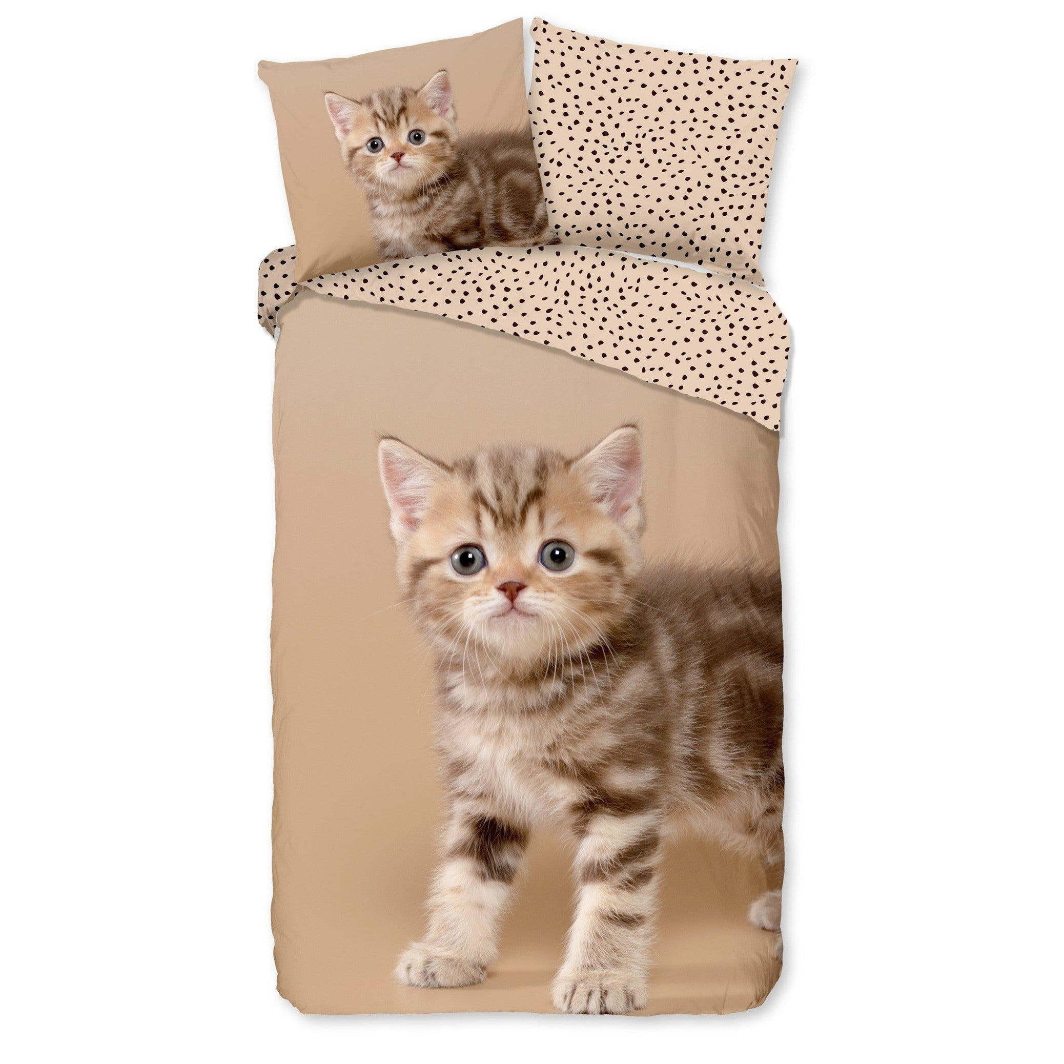 Good Morning Housse de Couette Flanelle Kitty Sable