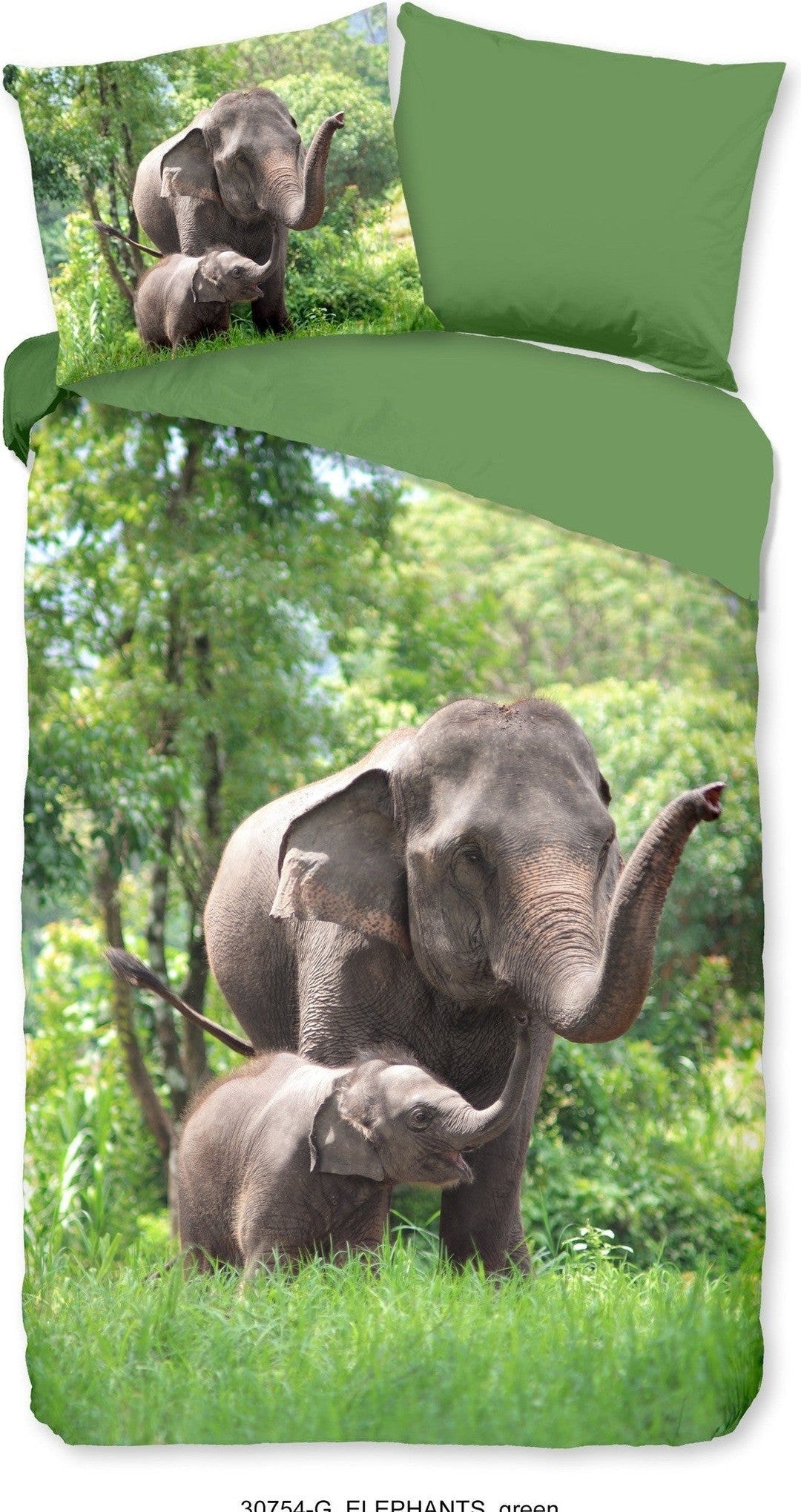 Good Morning Dekbedovertrek Katoen Elephants Groen