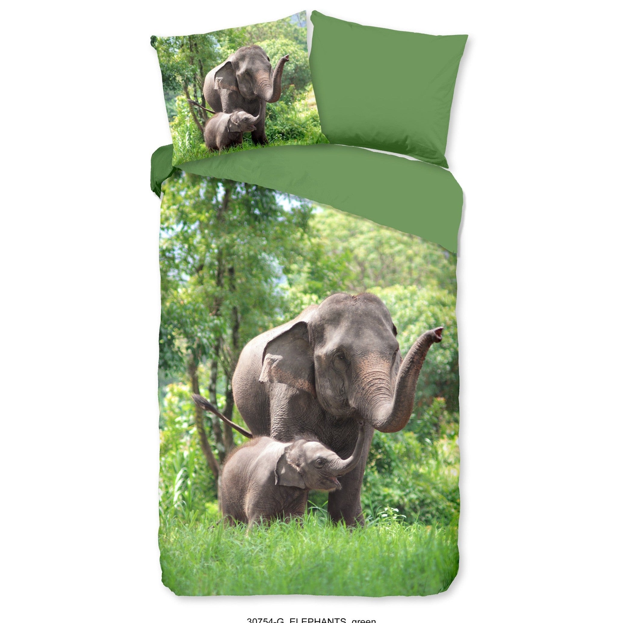 Good Morning Dekbedovertrek Katoen Elephants Groen