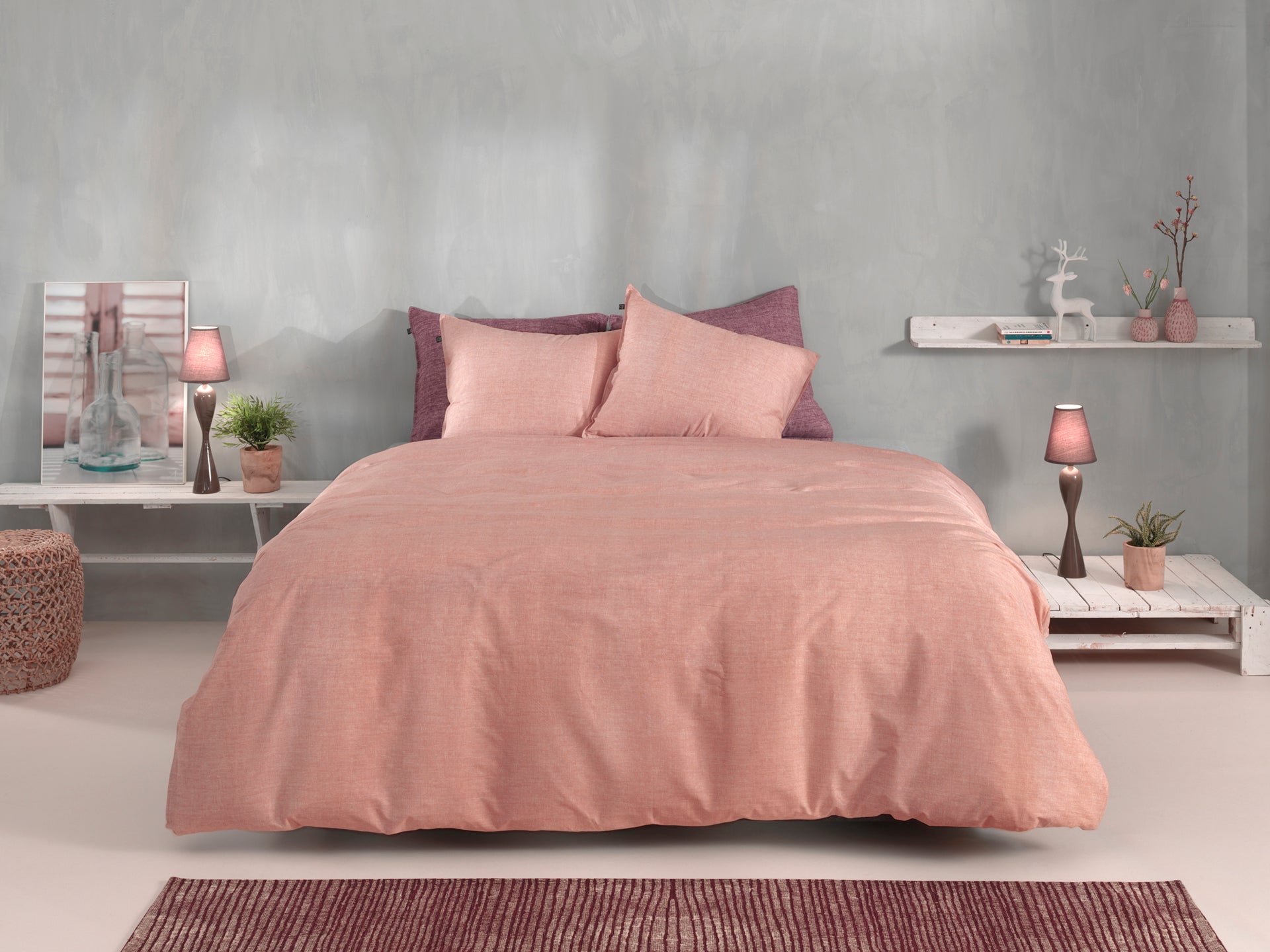 Zo Home dekbedovertrek Lino Old Rose katoen