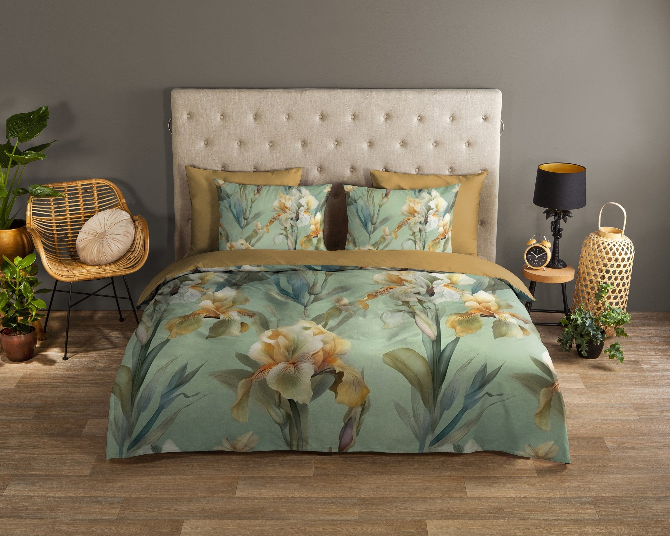 Good Morning Dekbedovertrek Katoen Iris - Green