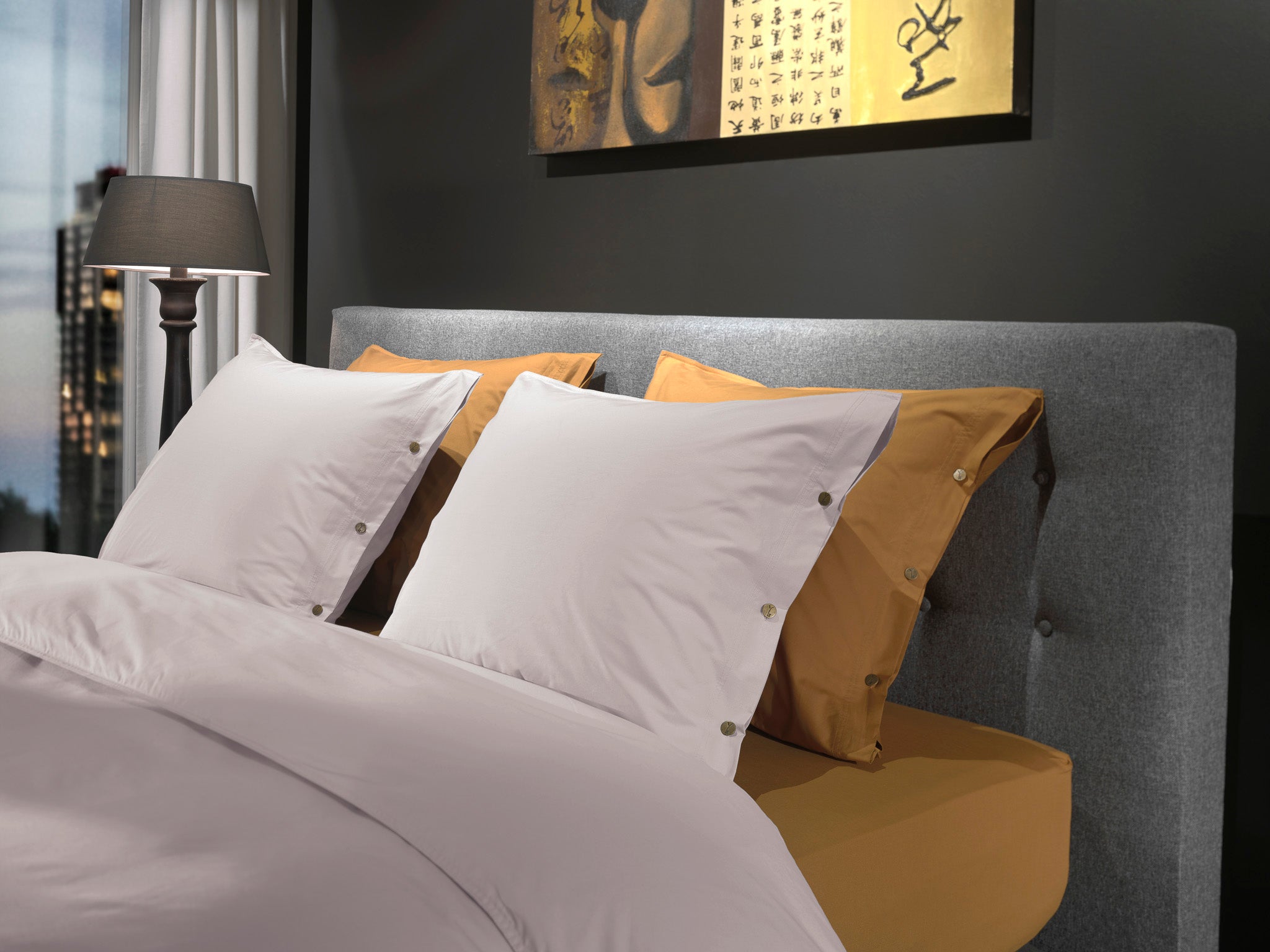 Yellow dekbedovertrek Percale Cloud Pink katoen percale