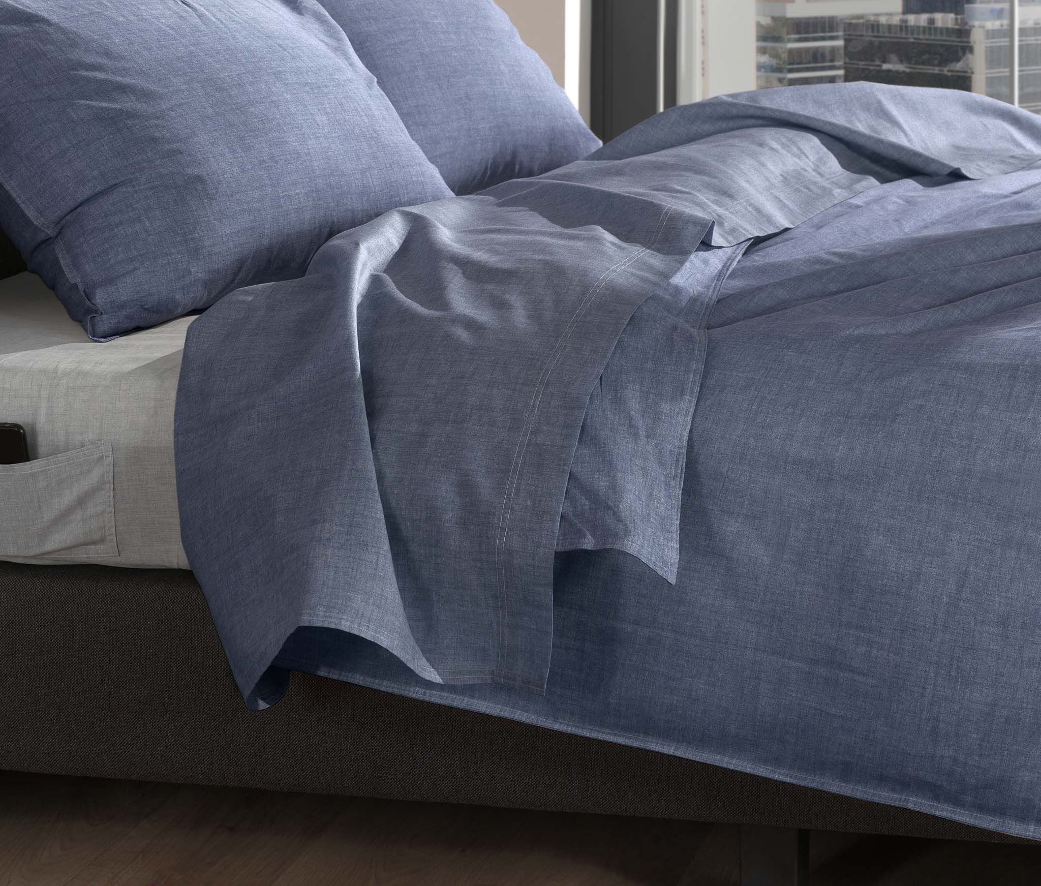 Zo Home laken Lino Bonnet Blue katoen