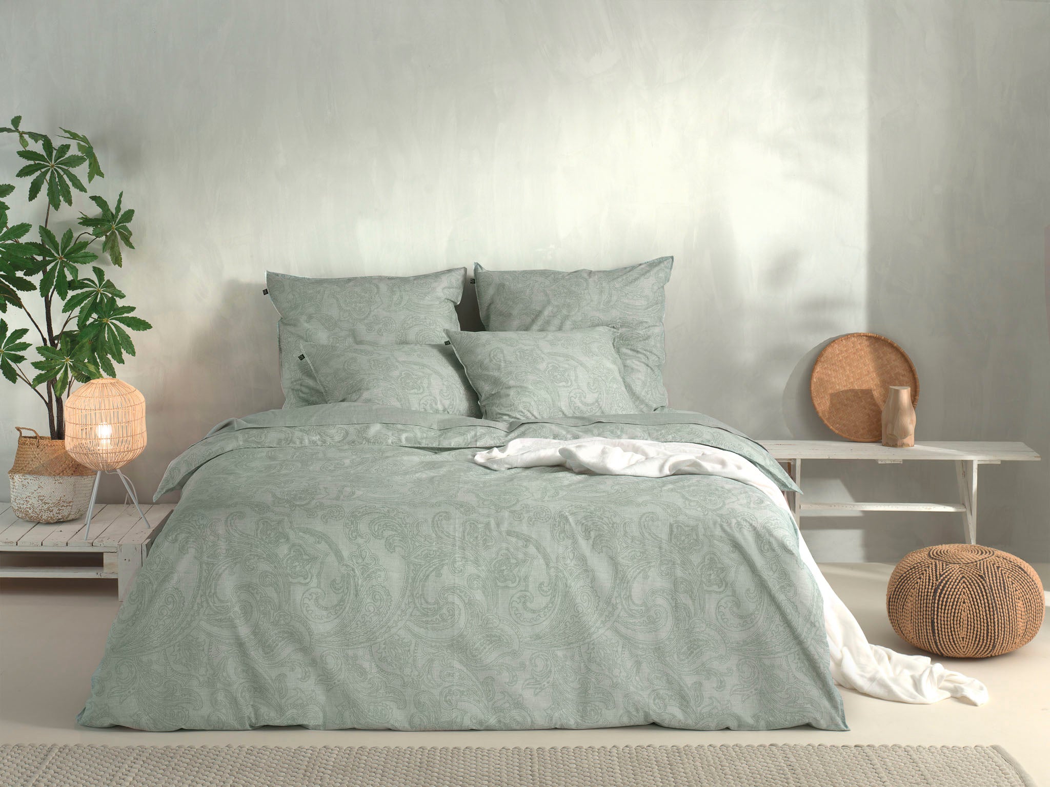 Zo Home dekbedovertrek Paisley Di Lino Moss Green katoen