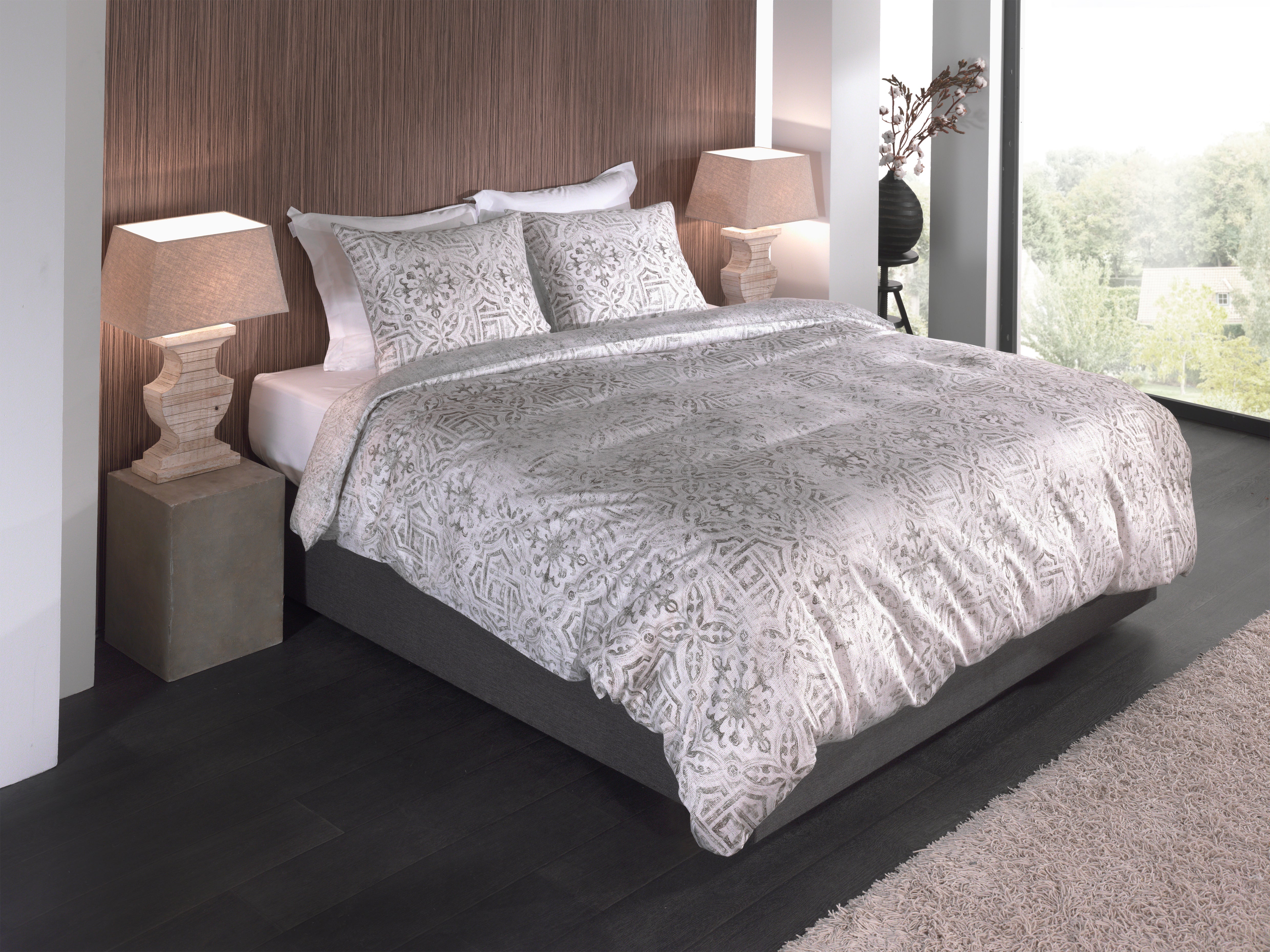 Heckettlane dekbedovertrek Emeralda Beige katoen-satijn