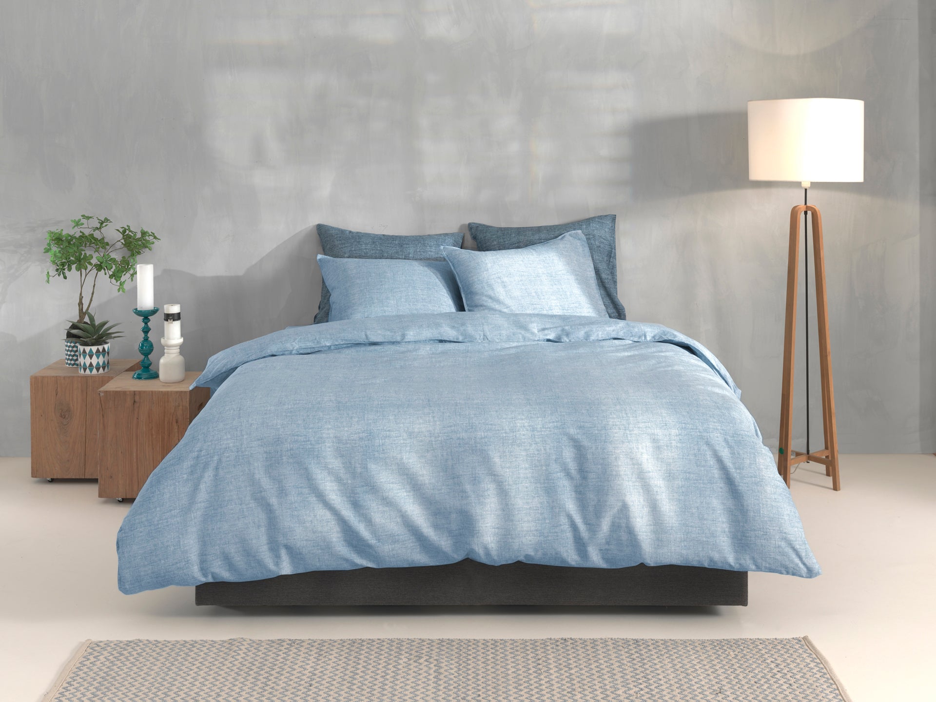 Zo Home dekbedovertrek Lino Sky Blue katoen