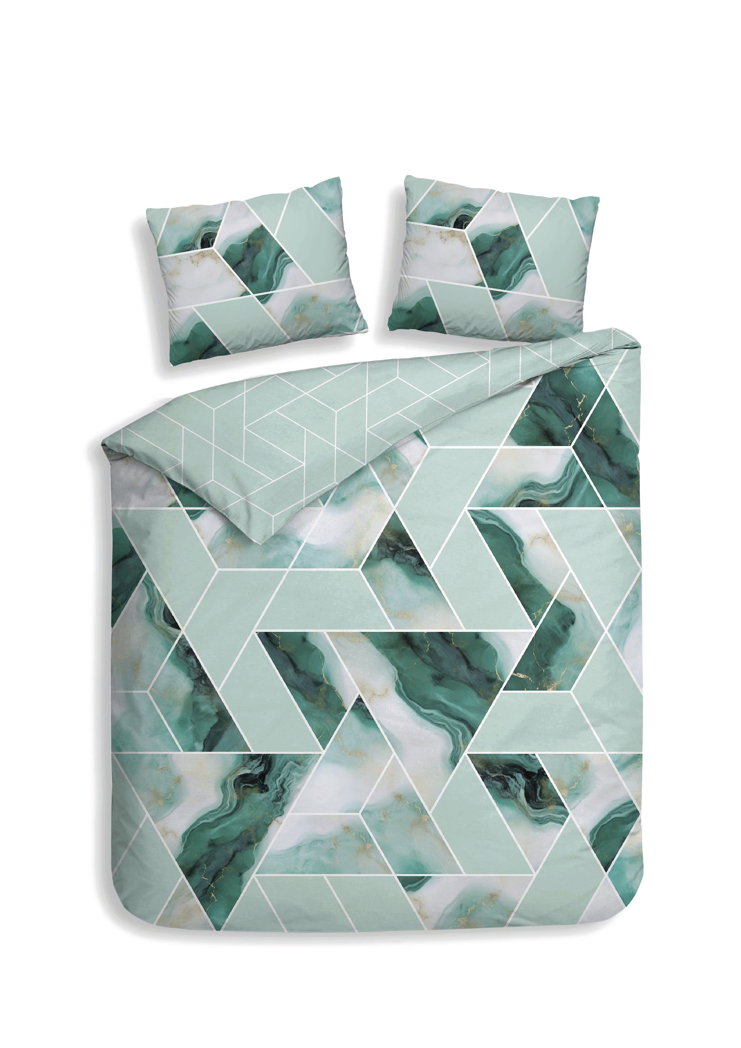 Heckettlane dekbedovertrek Yarra Sea Green katoen-satijn