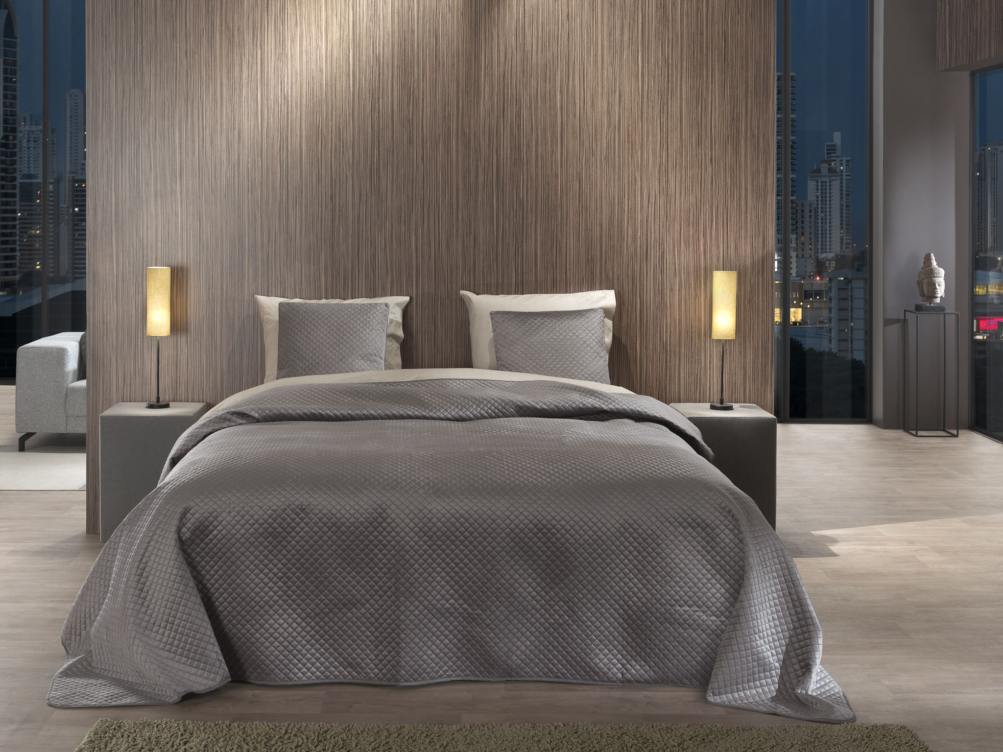 Yellow bedsprei Victoria Classic Anthracite polyester