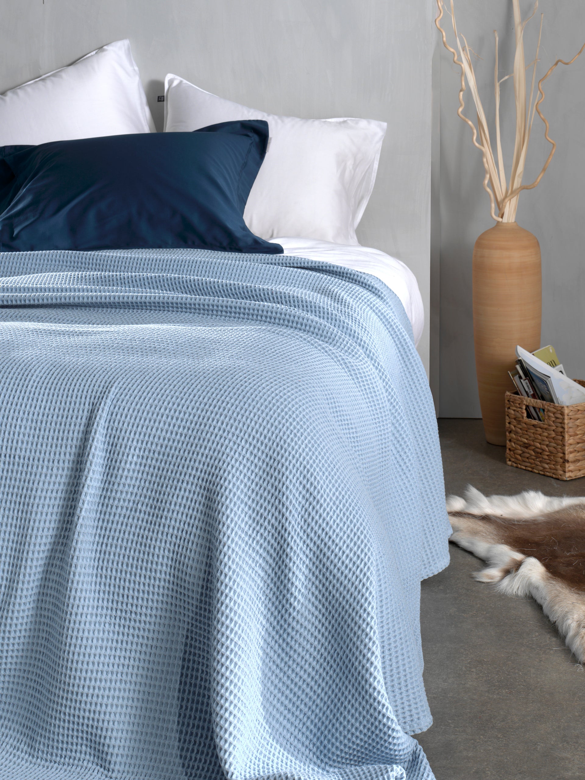 Heckettlane bedsprei Wafel Ice Blue katoen