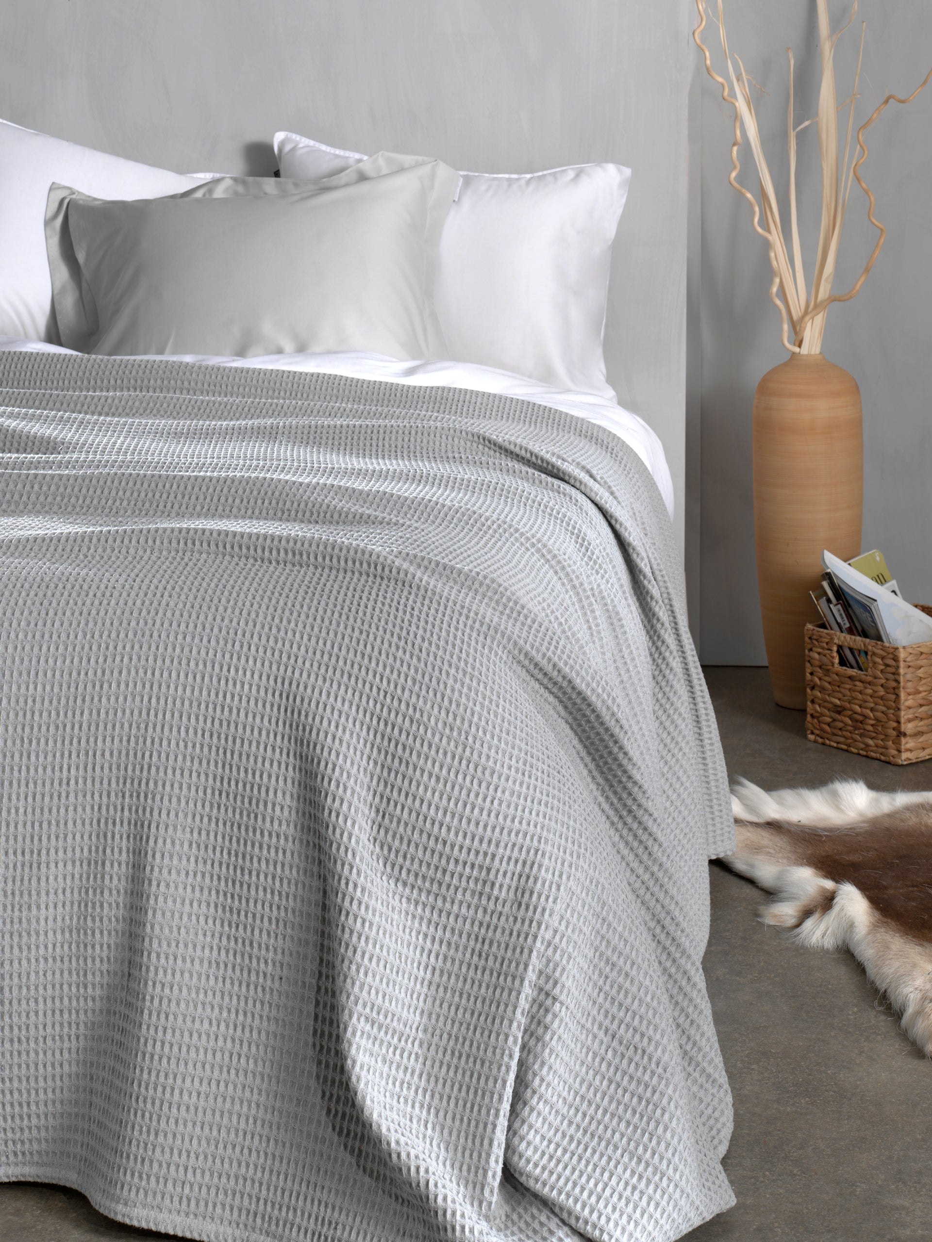 Heckettlane bedsprei Wafel Melange Grey katoen