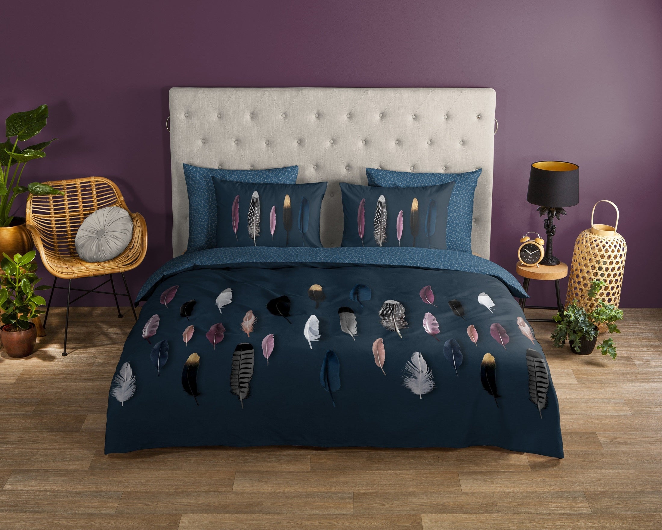 Good Morning Dekbedovertrek Katoen Feathers - Blue