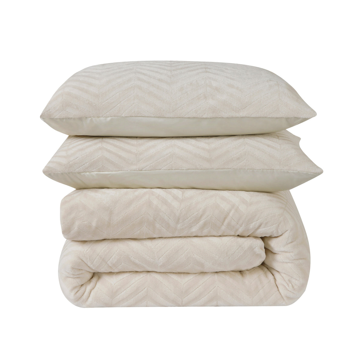 Sleeptime Dekbedovertrek Chevron Teddy Crème