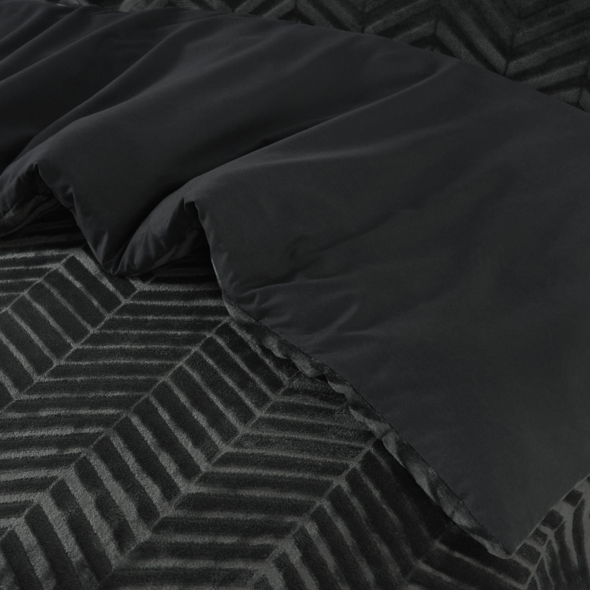 Sleeptime Dekbedovertrek Chevron Teddy Antraciet