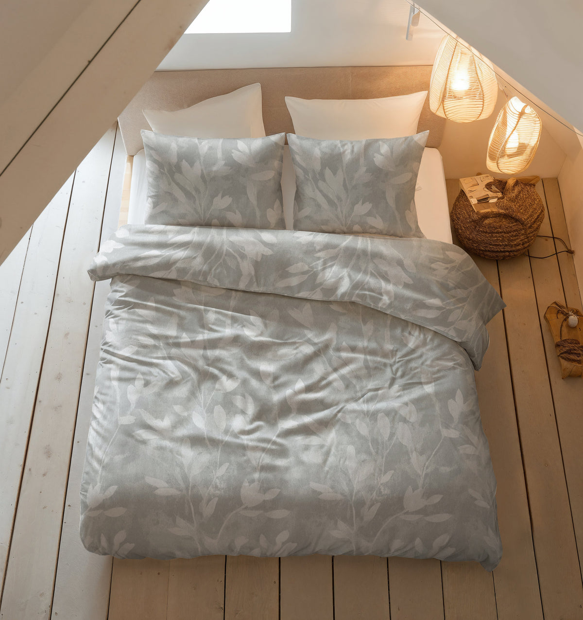 Sleeptime Dekbedovertrek Flanel Rosa Grijs