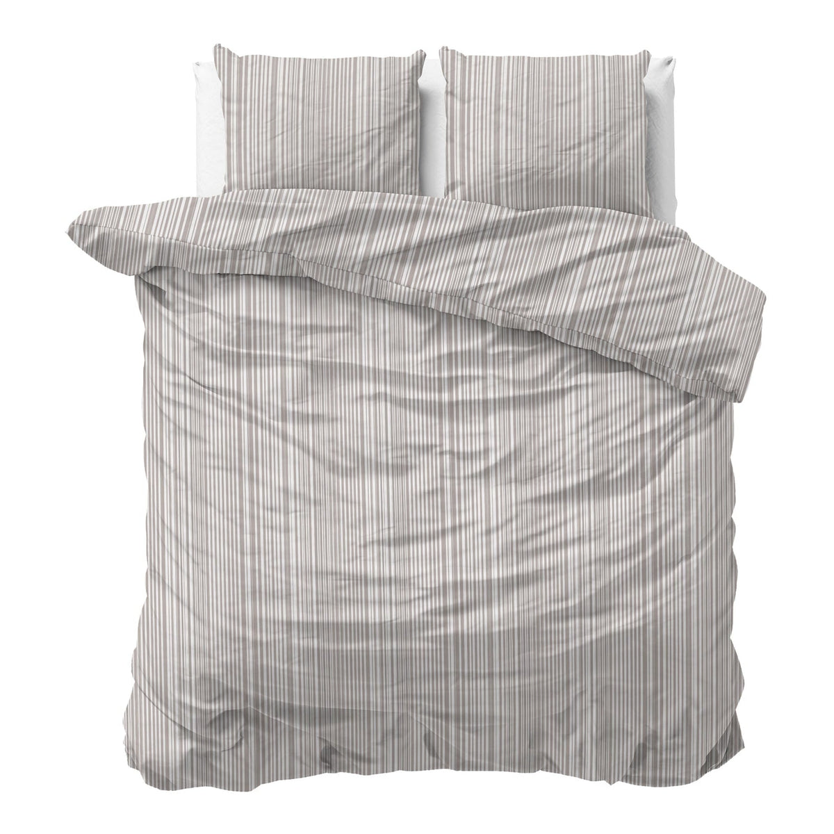 Sleeptime Dekbedovertrek Katoen Pinstripe Taupe
