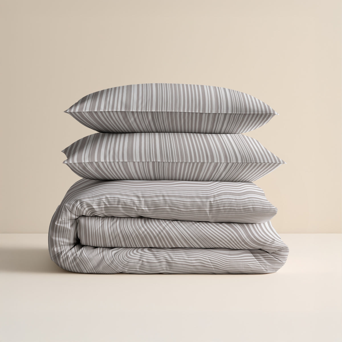 Sleeptime Dekbedovertrek Katoen Pinstripe Taupe