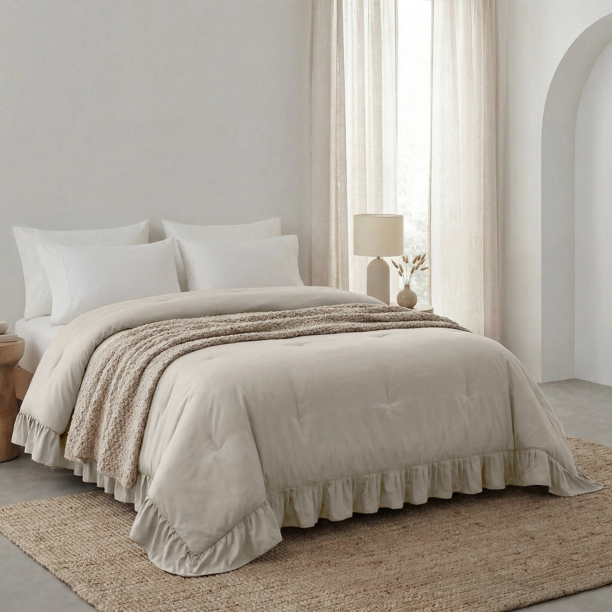 Sleeptime lazy dekbed Ruffles Taupe/Grijs