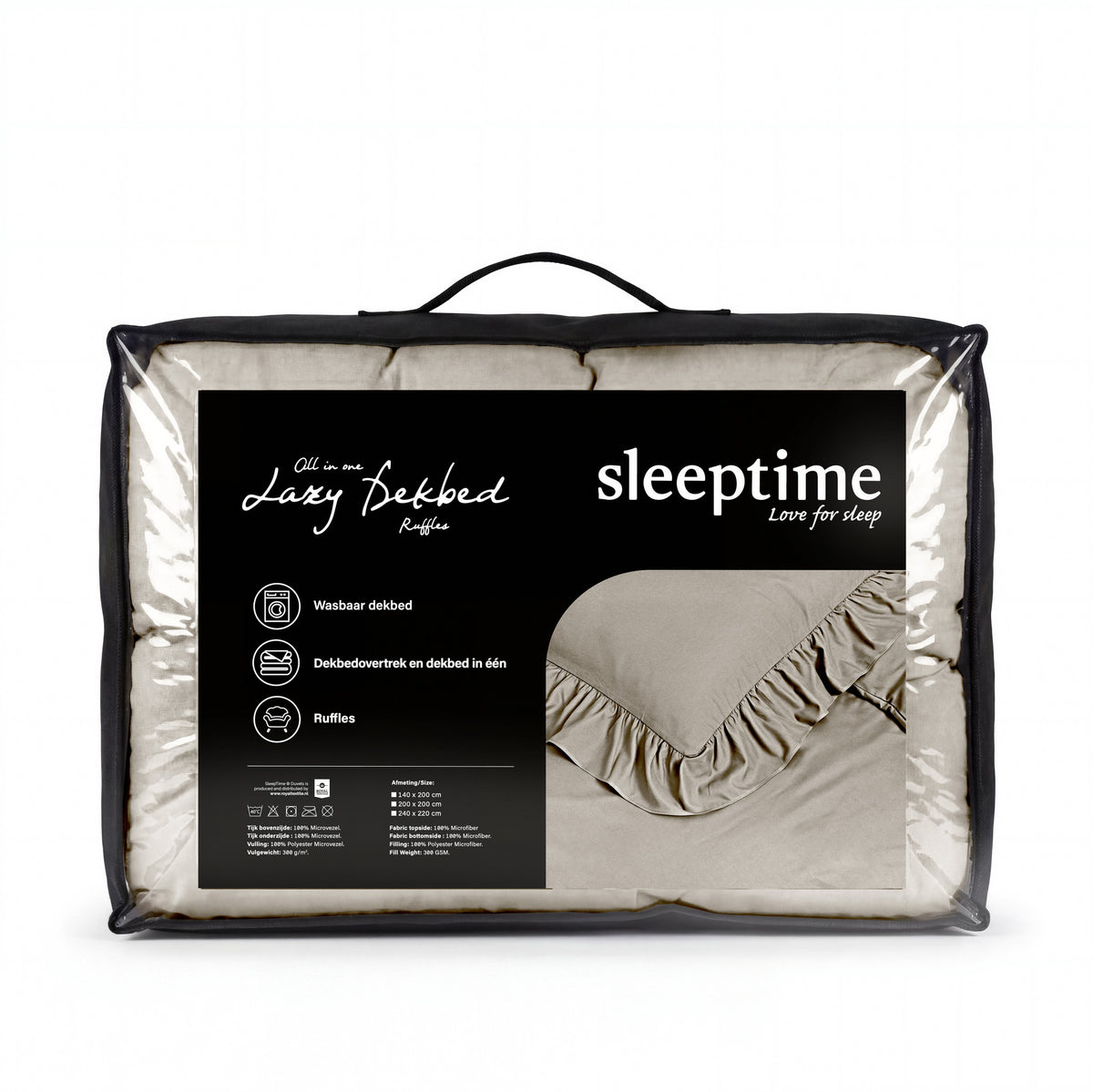 Sleeptime lazy dekbed Ruffles Taupe/Grijs
