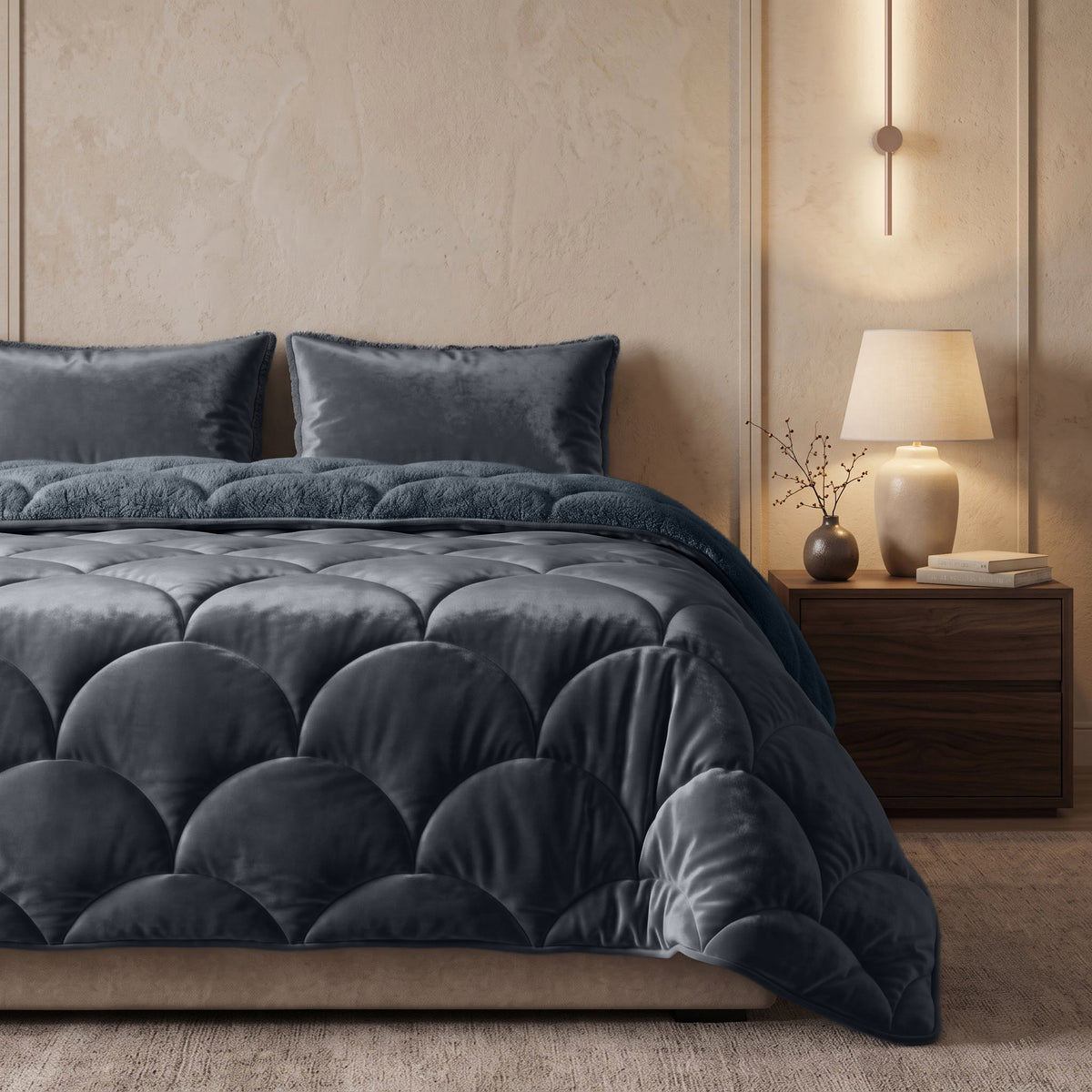 Sleeptime lazy dekbed Teddy/Velvet Antraciet