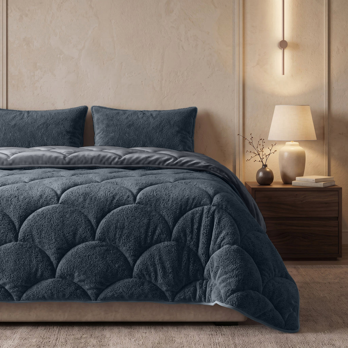 Sleeptime lazy dekbed Teddy/Velvet Antraciet
