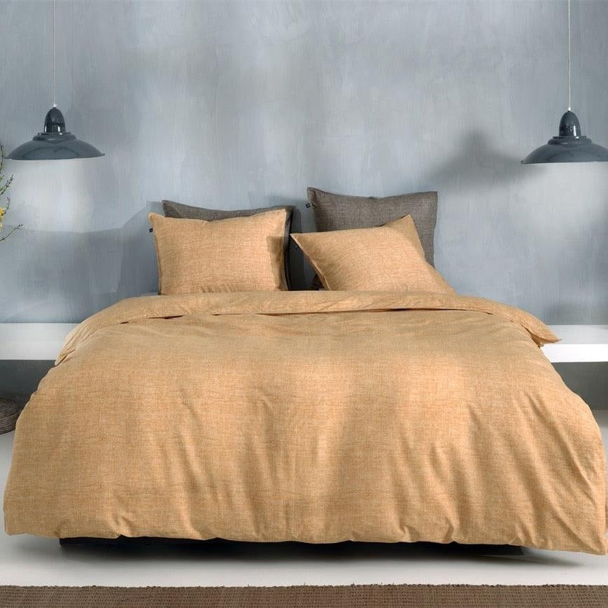 Zo Home Dekbedovertrek Lino Ochre Yellow Katoen - Bedtextielonline.be