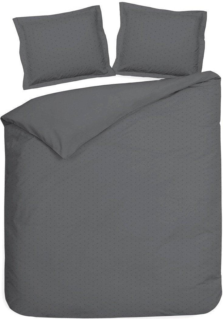 Heckett Lane Dekbedovertrek Punto Classic Anthracite Satijn - Bedtextielonline.be