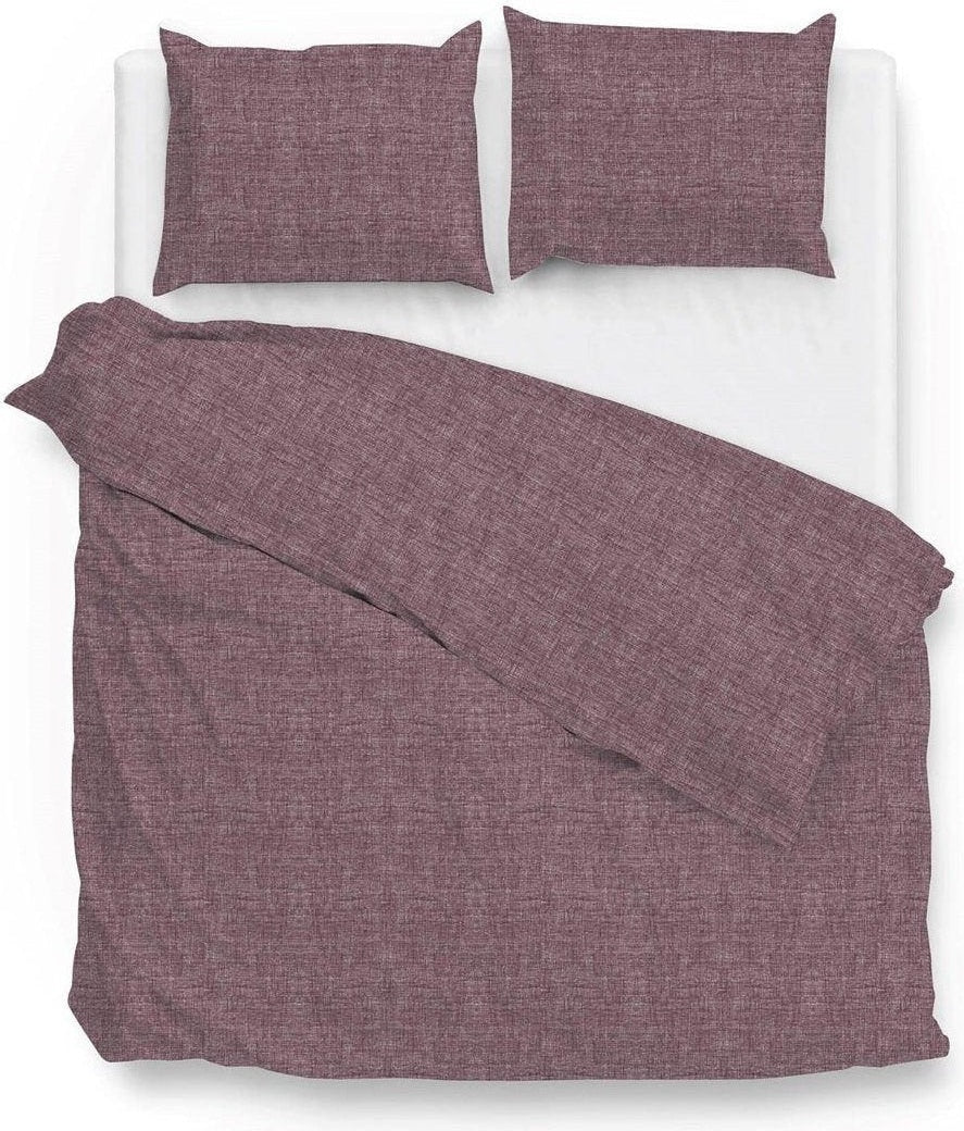 Zo Home Dekbedovertrek Lino Wine Red Katoen - Bedtextielonline.be