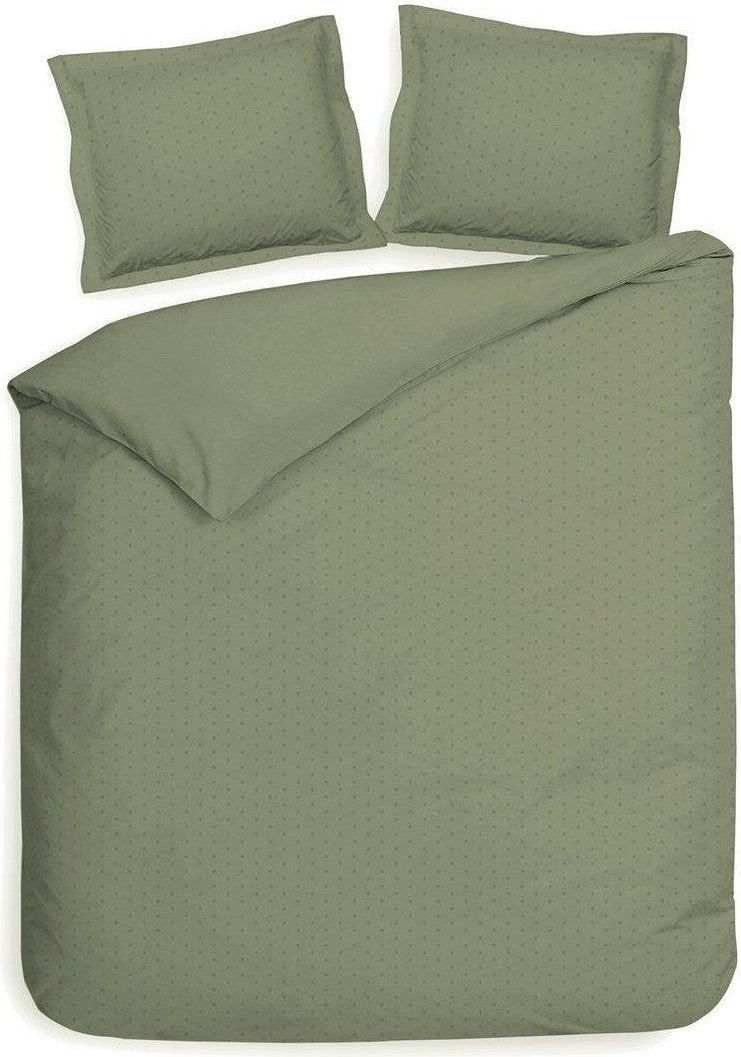 Heckett Lane Dekbedovertrek Punto Laurel Green Satijn - Bedtextielonline.be