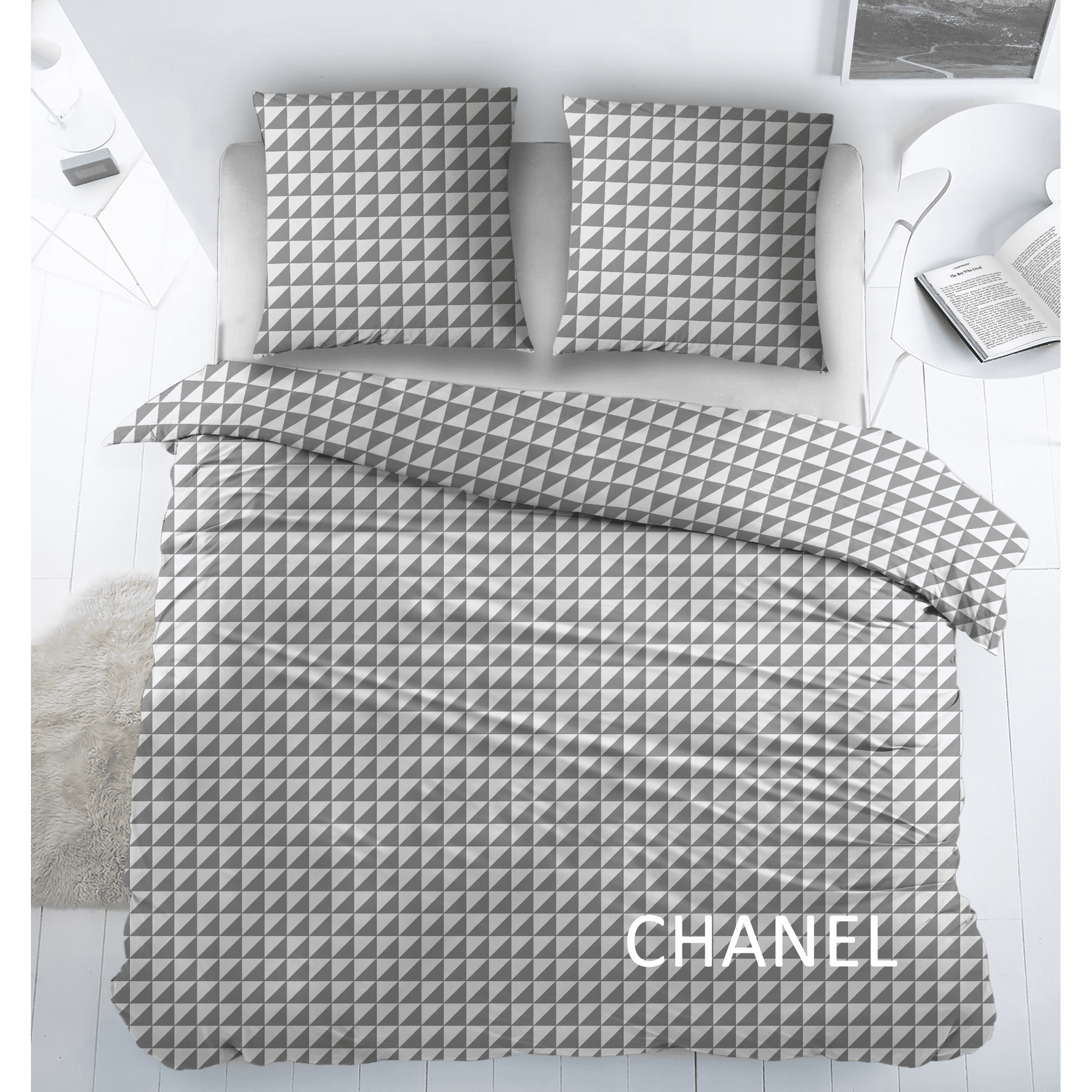 Cottons Bettbezug Baumwolle Chanel Grau