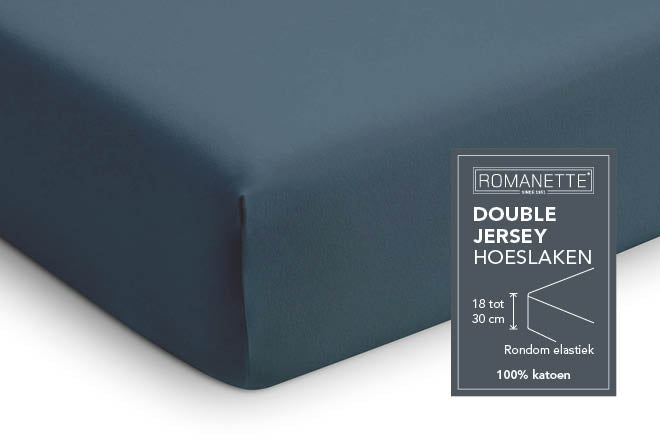Drap-housse Romanette Double Jersey Bleu Sarcelle