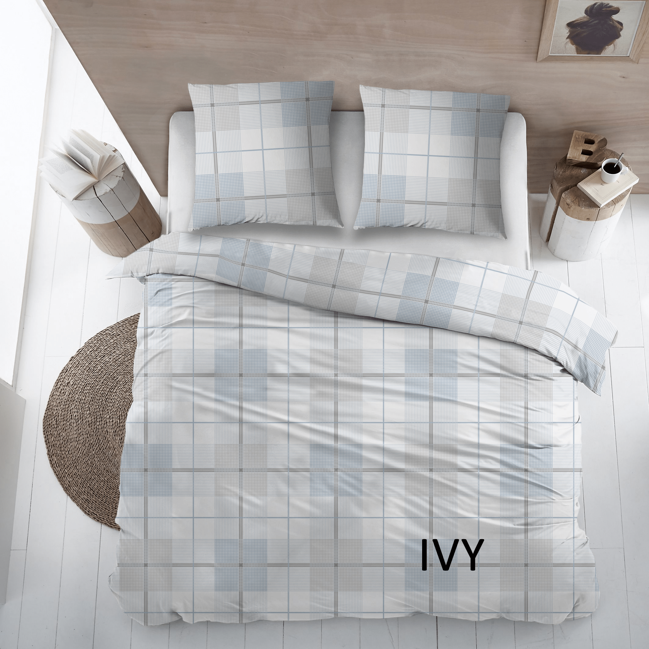 Sleepnight Dekbedovertrek Flanel Ivy Blauw