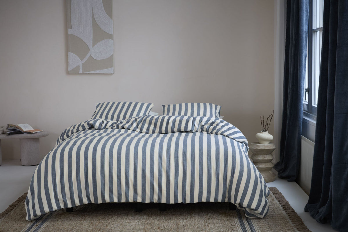 Beddinghouse dekbedovertrek flanel Jamie blauw