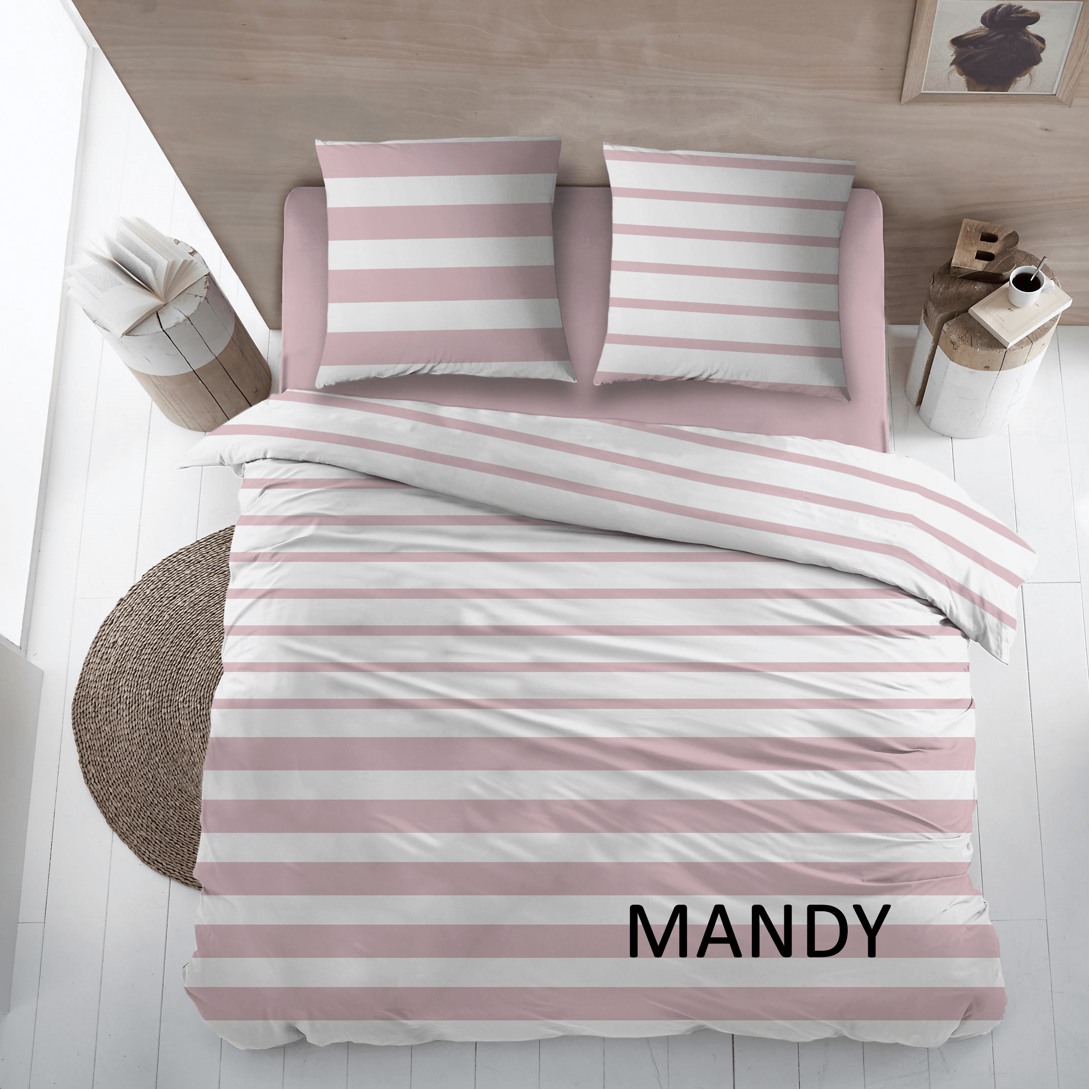 Dekbedovertrek Katoen Mandy Roze - Bedtextielonline.be